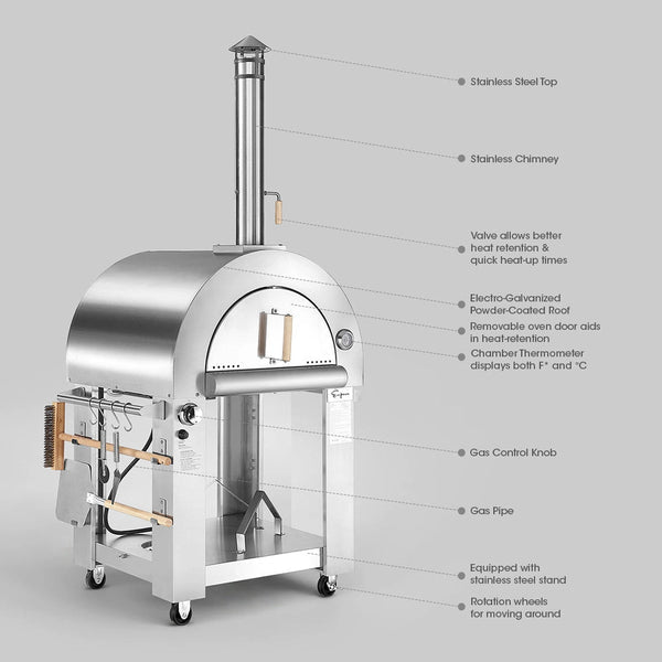 Empava Stainless Steel Gas and Wood Fired Pizza Oven | EMPV-PG03