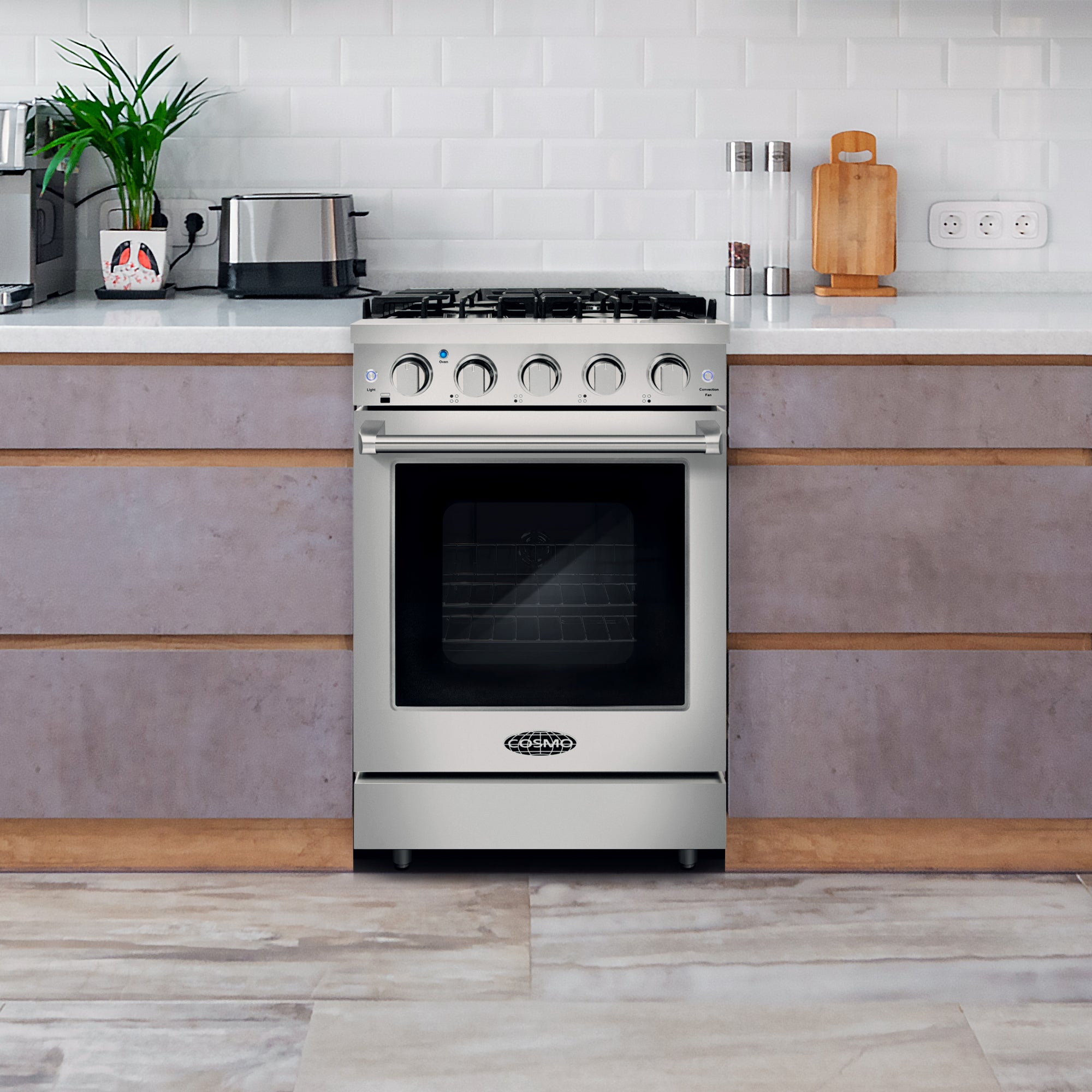 Cosmo Haven 24 in. 3.73 cu. ft. 4-Burner Stainless Steel Gas Range | COS-EPGR244