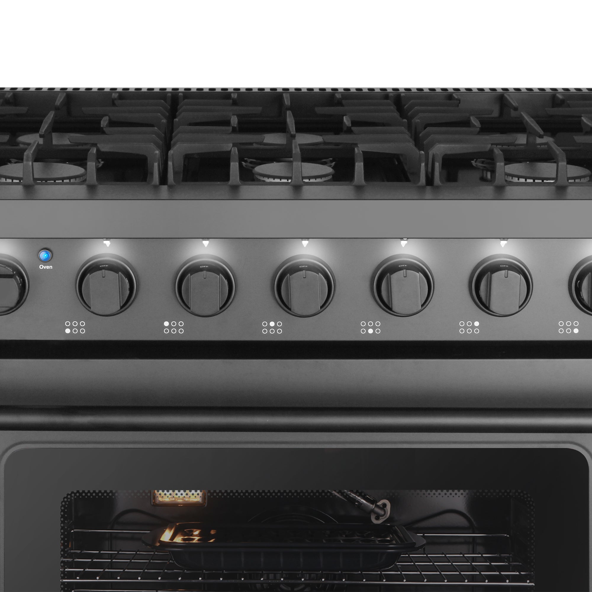 Cosmo Haven 36 in. 6.0 cu. ft. 6-Burner Black Gas Range with Knob LEDs and Storage Drawer | COS-EPGR366-BK