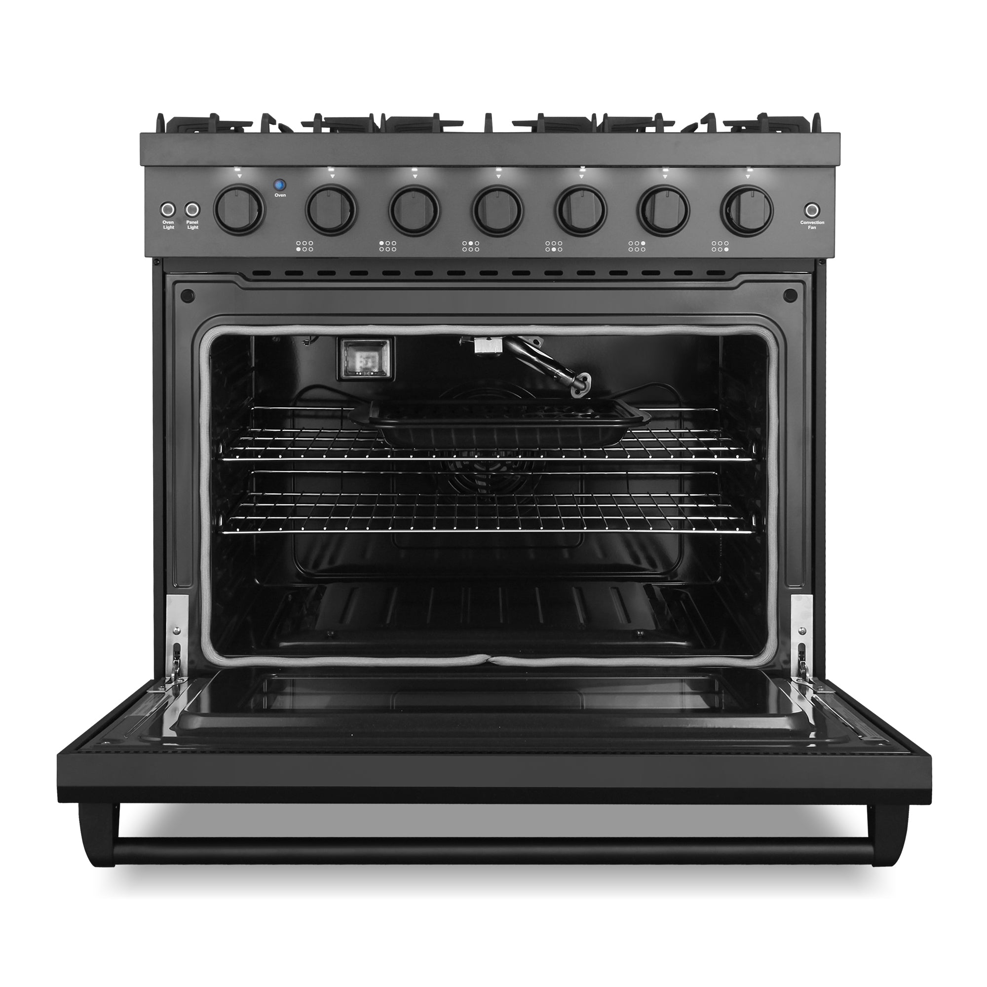 Cosmo Haven 36 in. 6.0 cu. ft. 6-Burner Black Gas Range with Knob LEDs and Storage Drawer | COS-EPGR366-BK