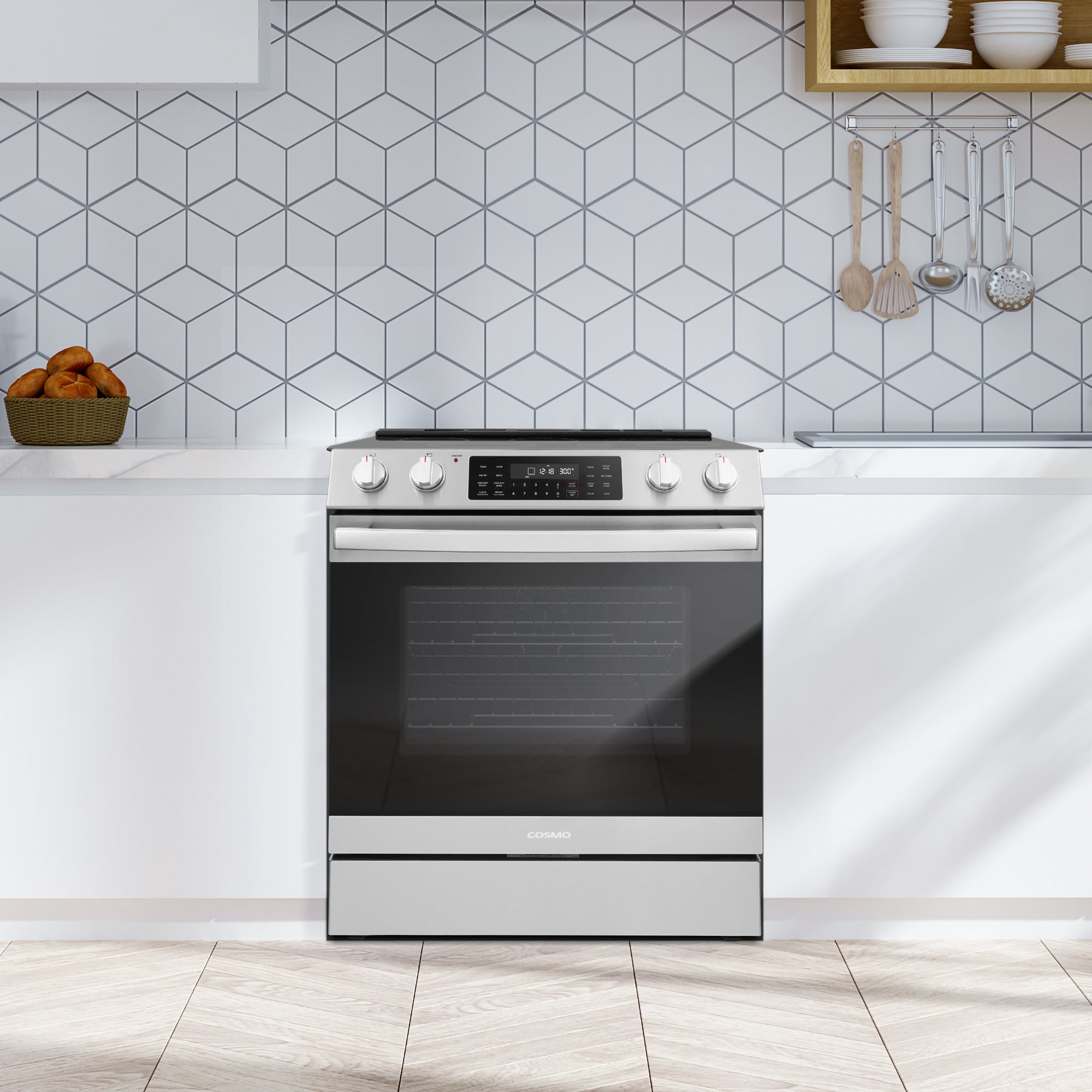 Cosmo Haven 30 in. 6.3 cu. ft. Stainless Steel Electric Range with Self-Clean, Air Fry and Storage Drawer | COS-ERC305WKTD