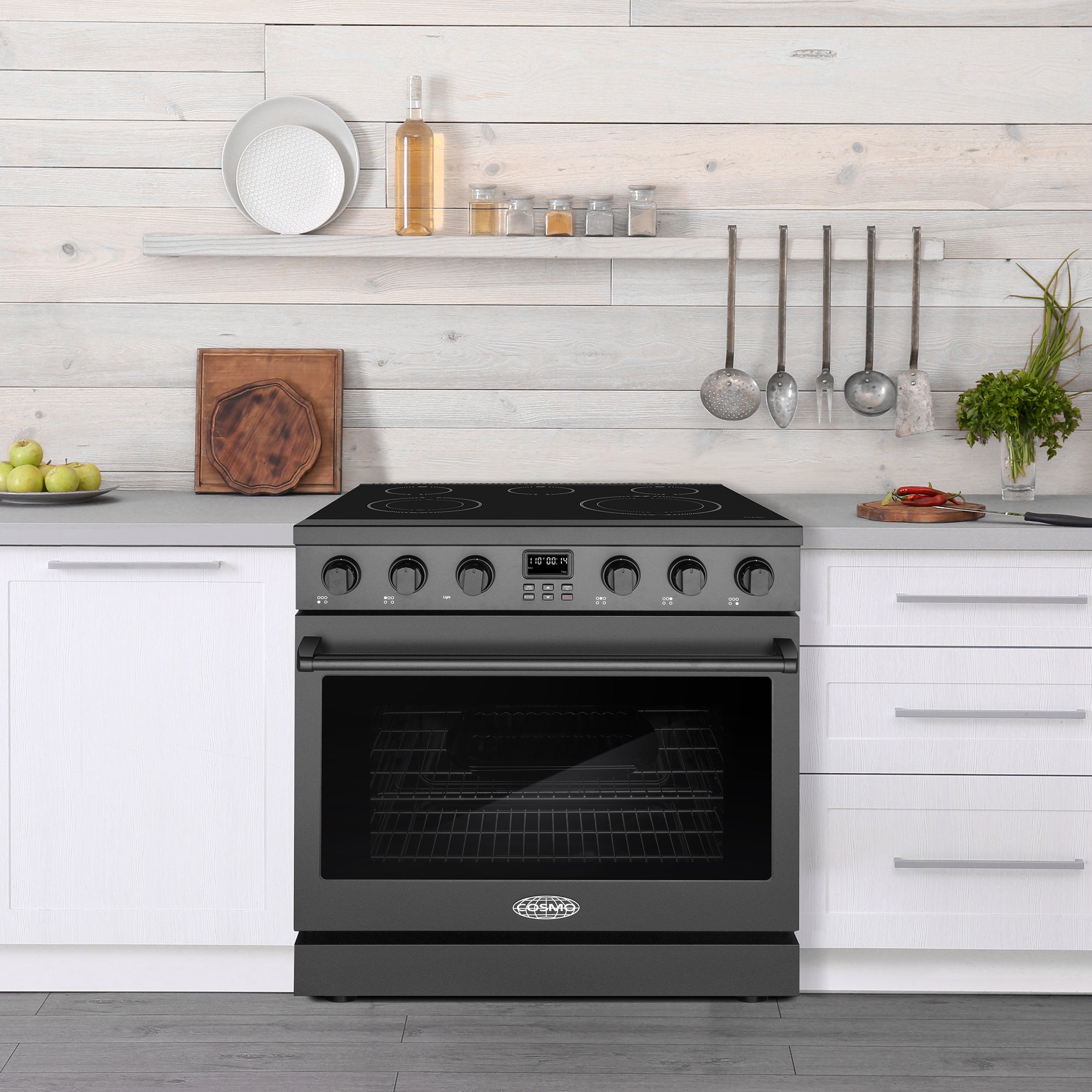 Cosmo Haven 36 in. 6.1 cu. ft. Black Electric Range with 5 Burners | COS-ERC365KBD-BK