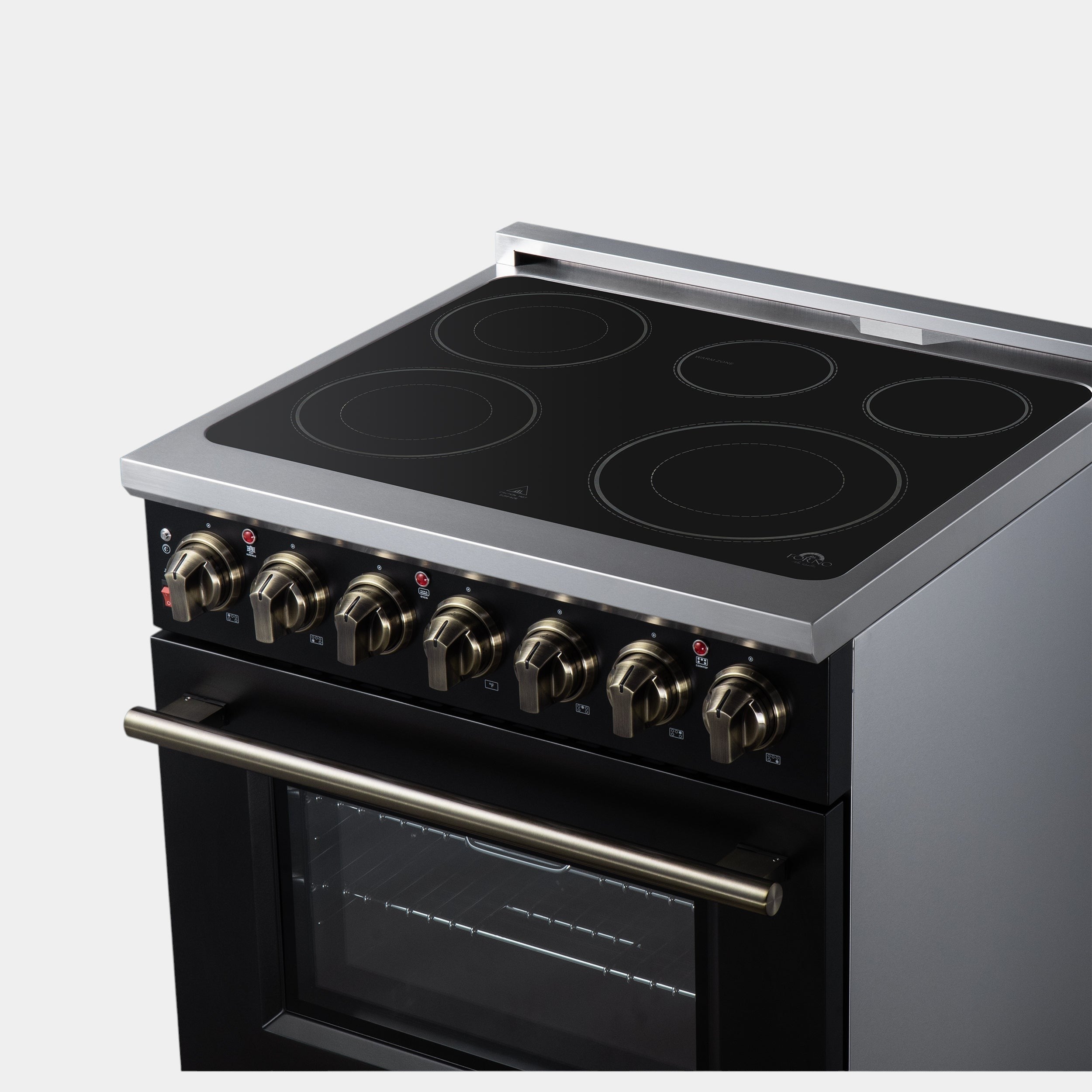 Massimo 30 Inch Freestanding Electric range, 5 radiant burners, 4.32 cf. True Convection oven, Air fryer kit, Black