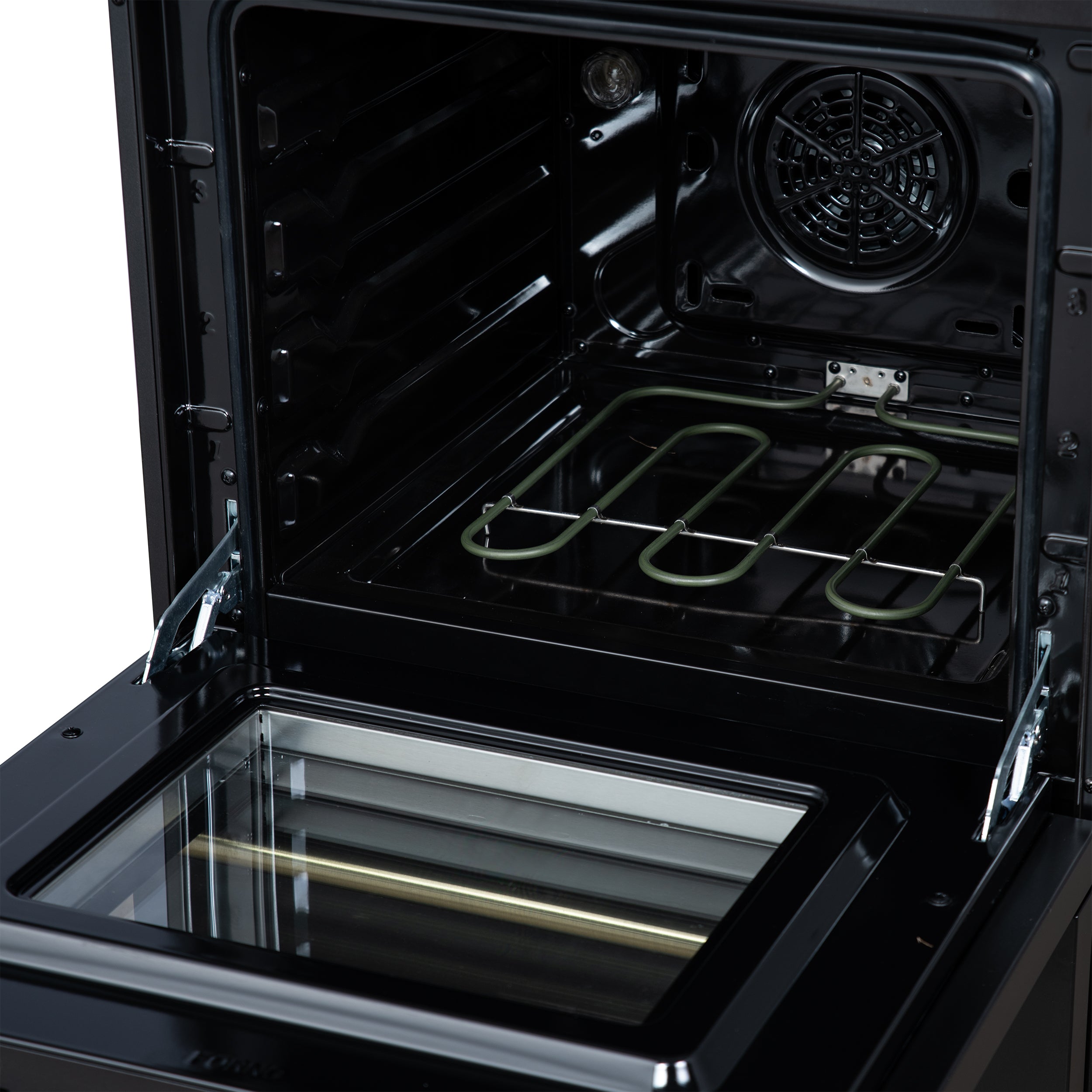 Forno Loiano 24 in. 2.3 cu.ft. Black Electric Range with 4 Burners, Air Fry Kit, Storage Drawer and Antique Brass Accents | FFSEL6069-24BLK