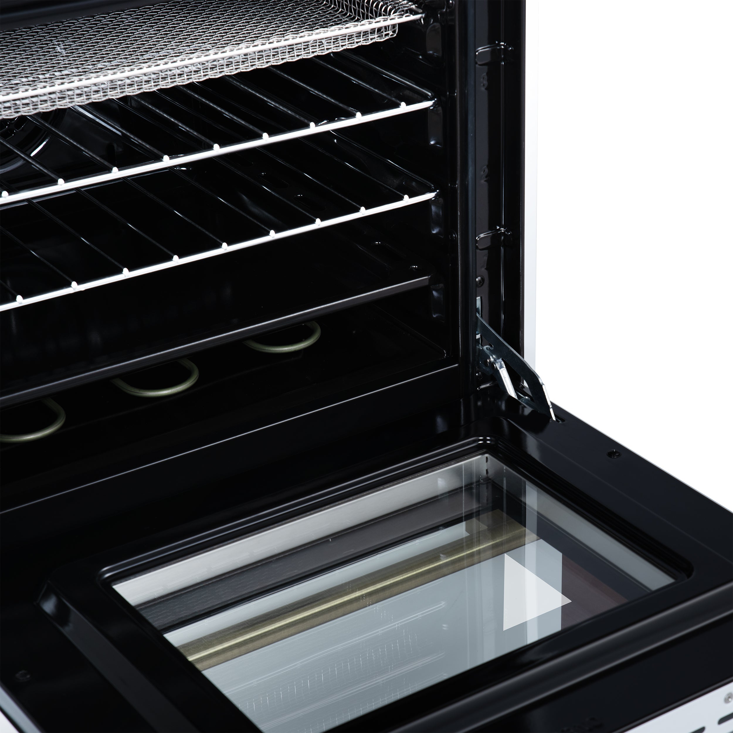 Forno Loiano 24 in. 2.3 cu.ft. White Electric Range with 4 Burners, Air Fry Kit, Storage Drawer and Antique Brass Accents | FFSEL6069-24WHT