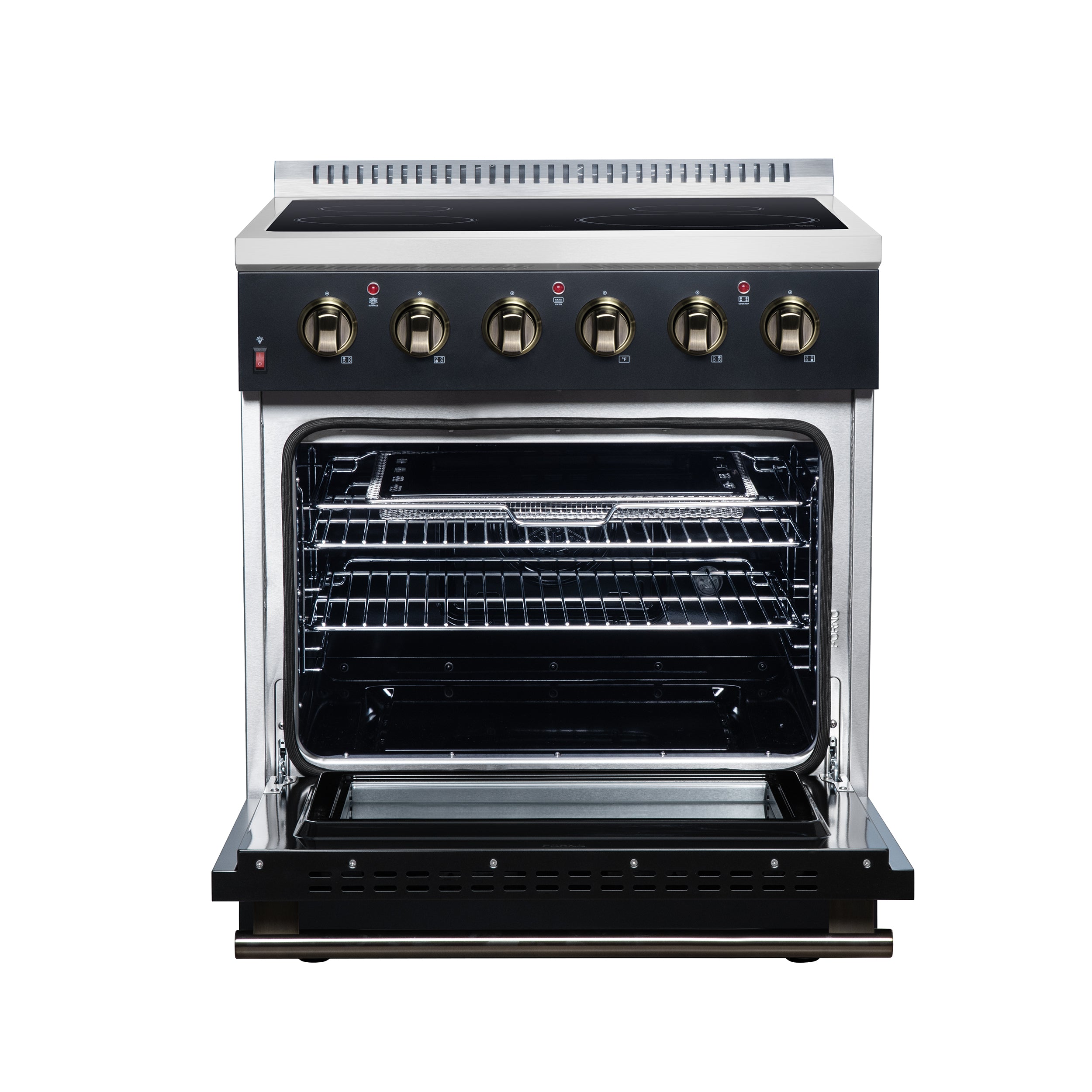 Galiano 30 Inch Freestanding Electric range, 4 radiant burners, 4.32 cf. True Convection oven, Air fryer kit, Black