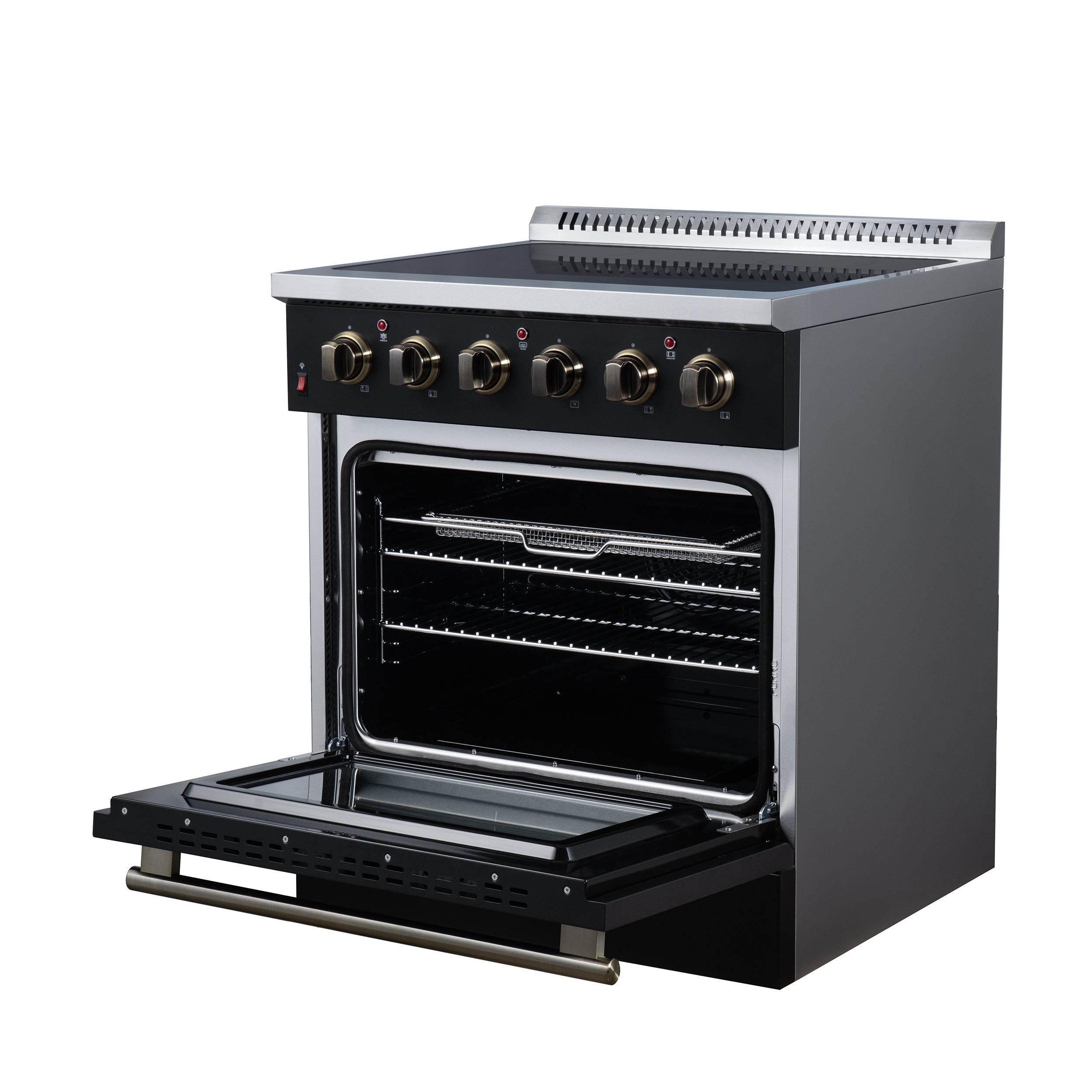 Galiano 30 Inch Freestanding Electric range, 4 radiant burners, 4.32 cf. True Convection oven, Air fryer kit, Black
