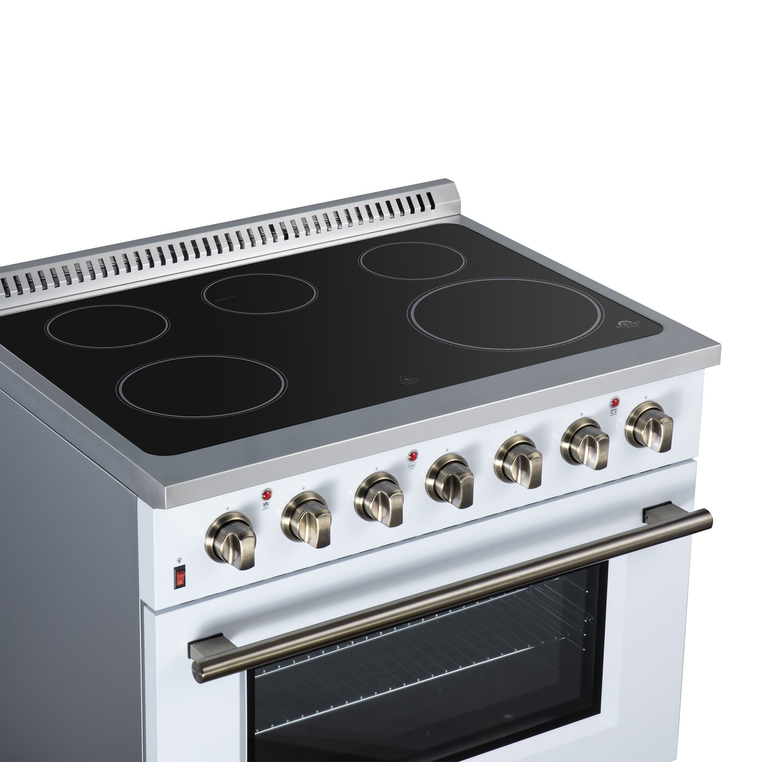 Galiano 36 Inch Freestanding Electric range, 5 radiant burners, 5.36 cf. True Convection oven, Air fryer kit, White