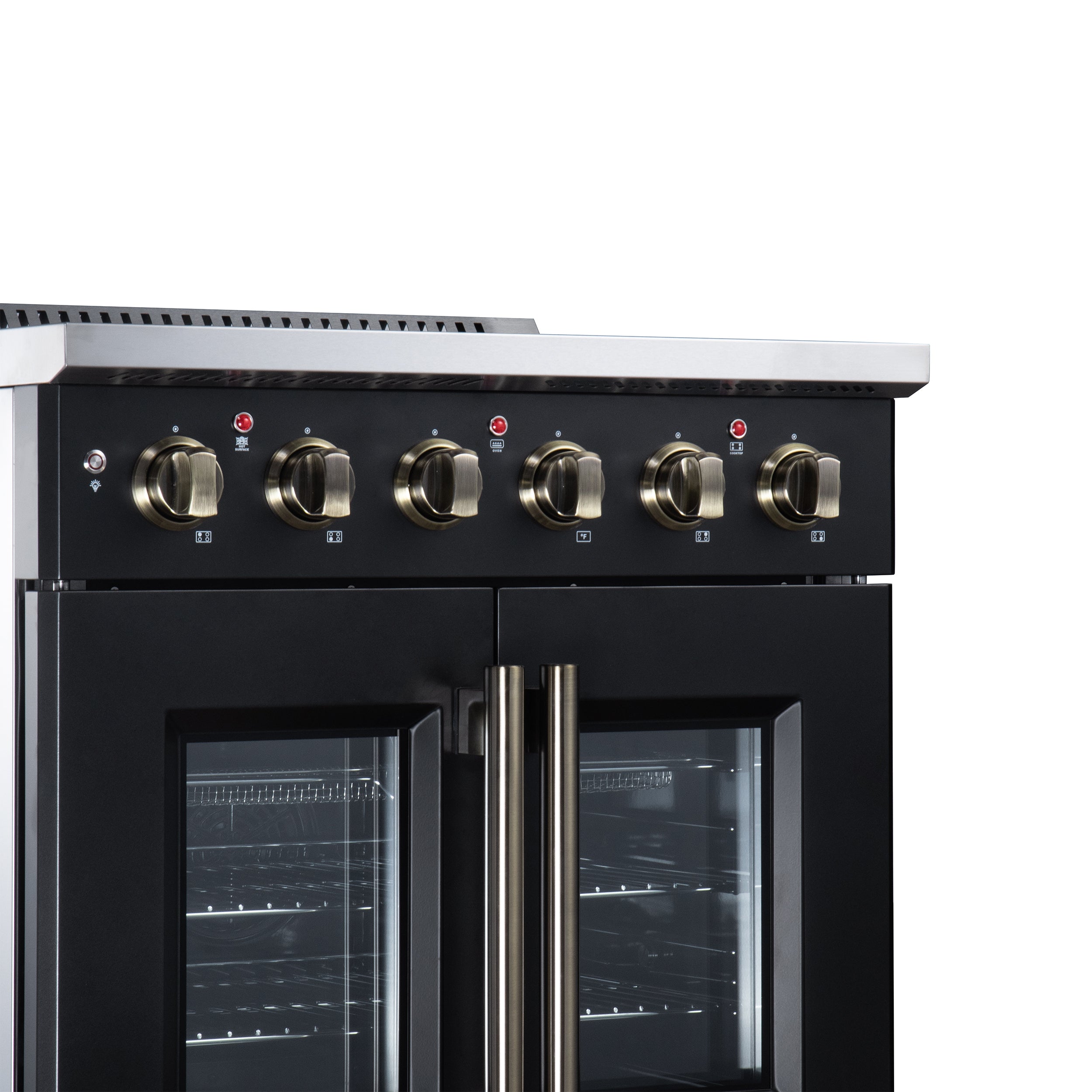 Galiano 30 Inch French Door Electric range, 4 radiant burners, 4.32 cf. True Convection oven, Air fryer kit, Black