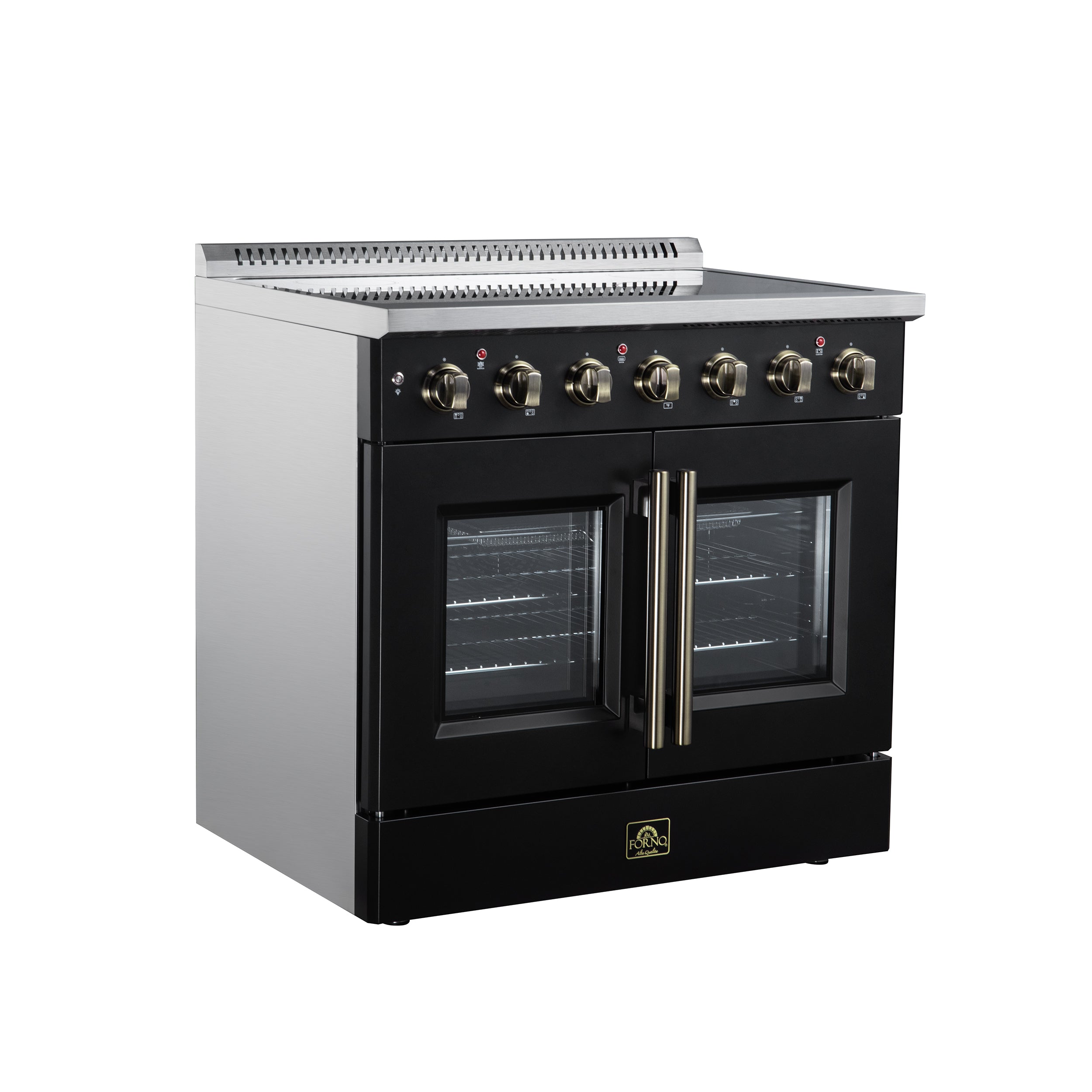 Galiano 36 Inch French Door Electric range, 5 radiant burners, 5.36 cf. True Convection oven, Air fryer kit, Black