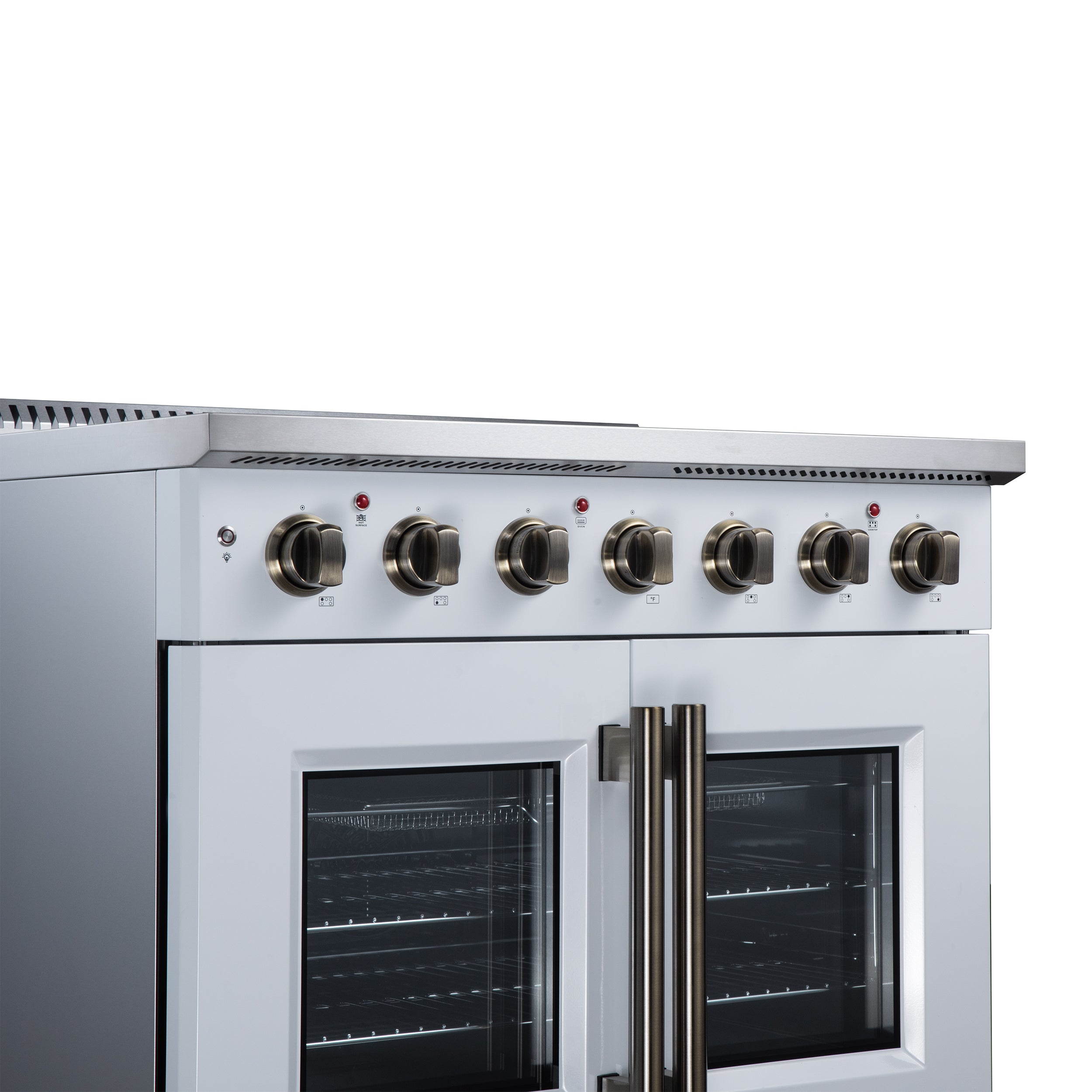 Galiano 36 Inch French Door Electric range, 5 radiant burners, 5.36 cf. True Convection oven, Air fryer kit, White