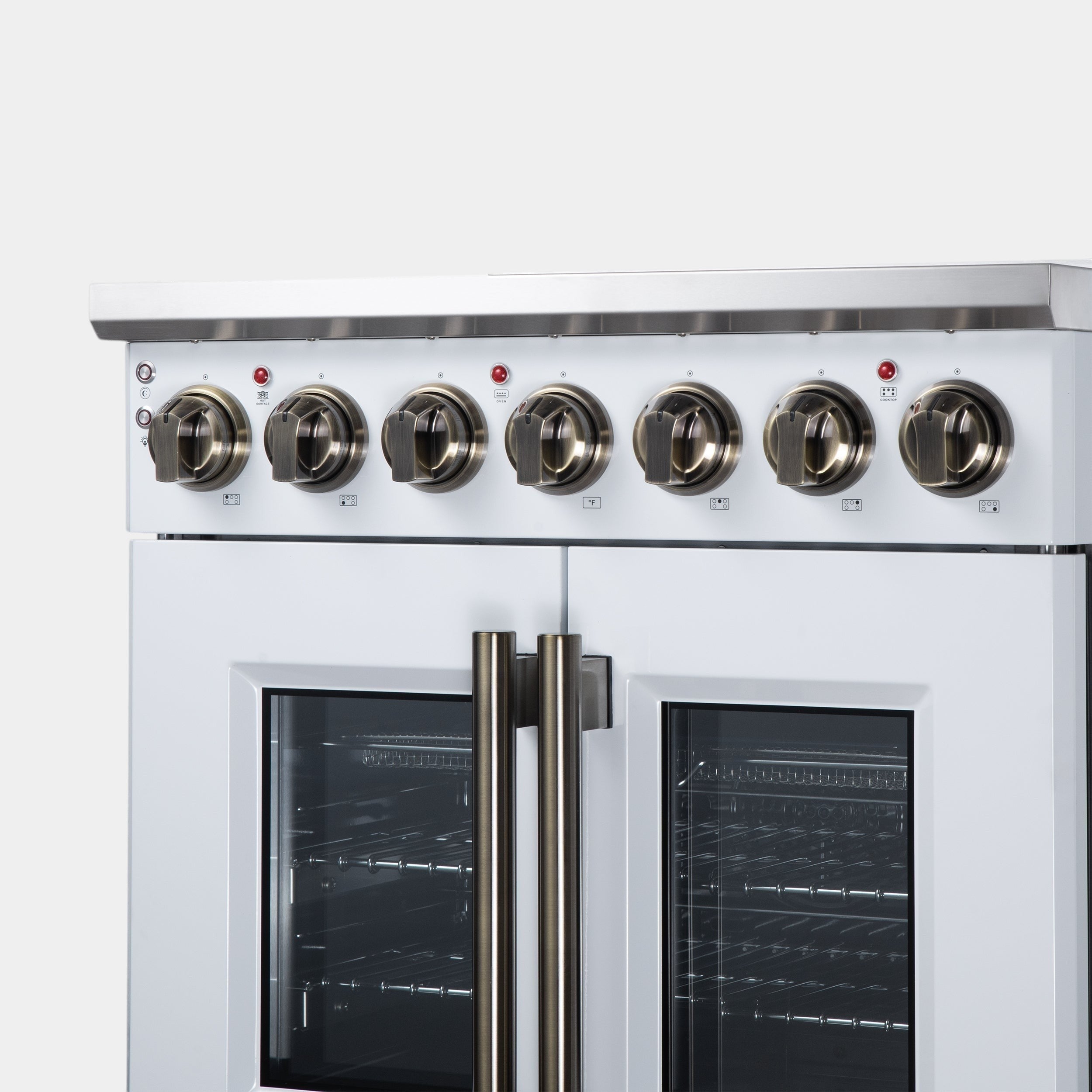 Massimo 30 Inch French Door Electric range, 5 radiant burners, 4.32 cf. True Convection oven, Air fryer kit, White