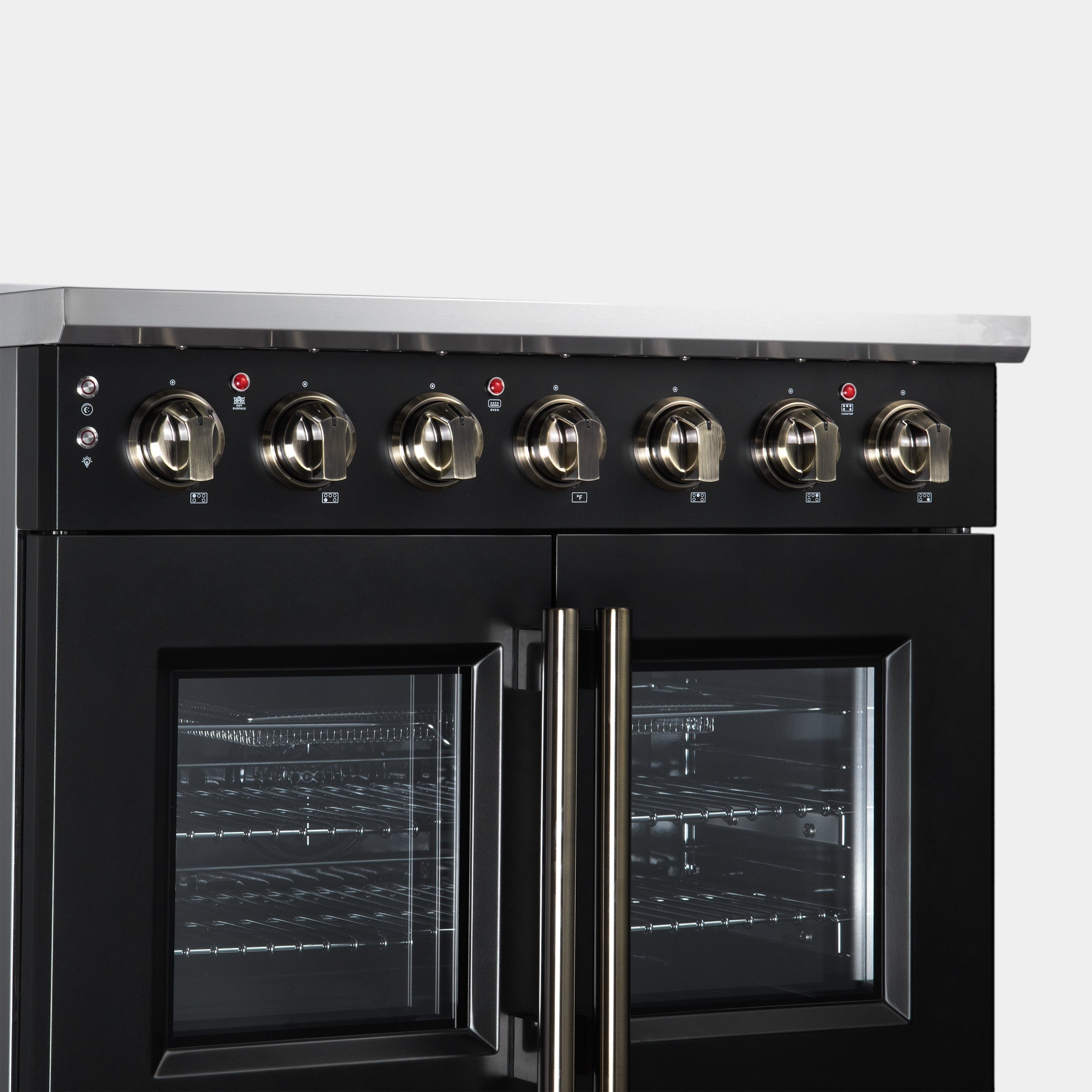 Massimo 36 Inch French Door Electric range, 5 radiant burners, 5.36 cf. True Convection oven, Air fryer kit, Black