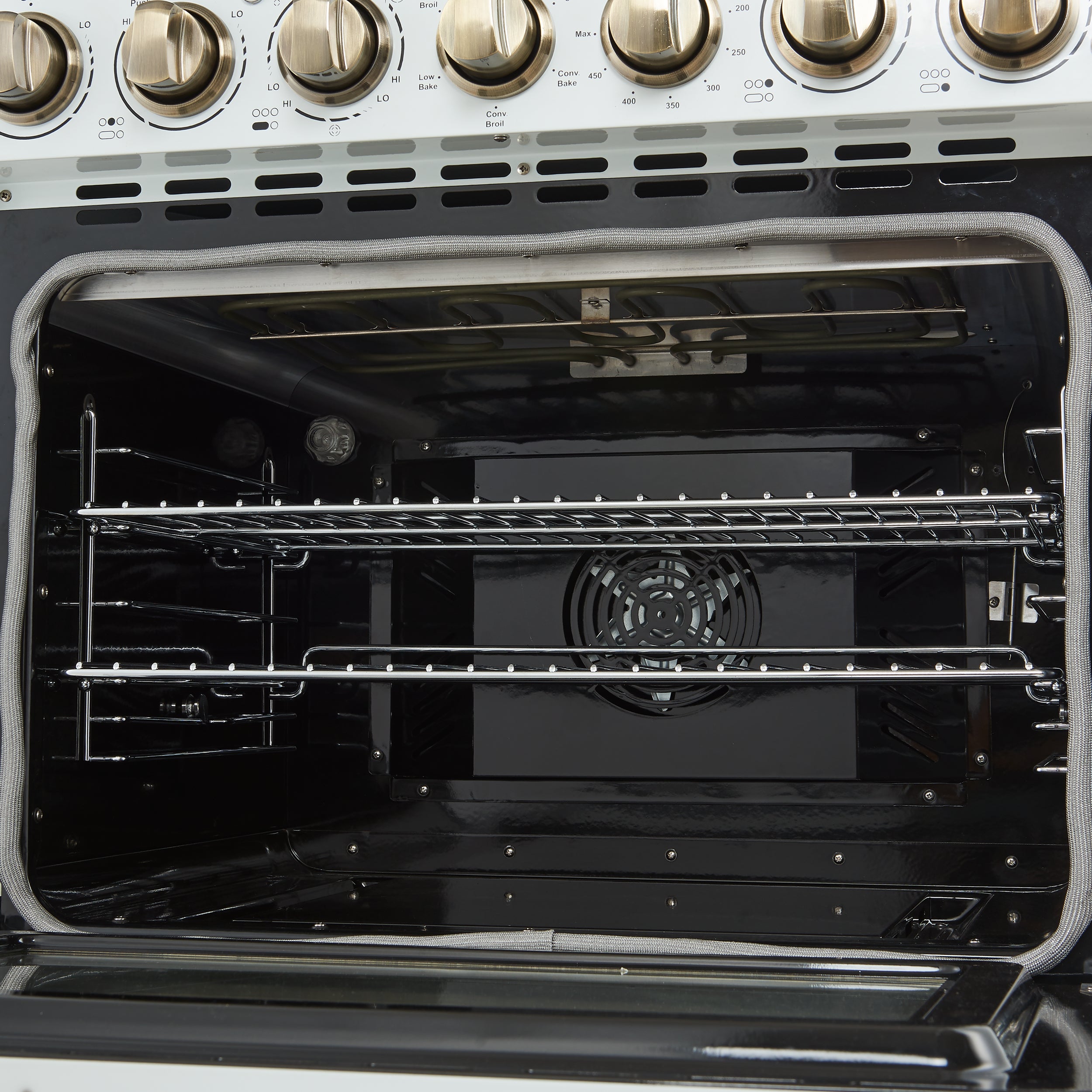 Forno Paolo 30 in. 4.38 cu. ft. White Electric Range with Antique Brass Accents | FFSEL6011-30WHT