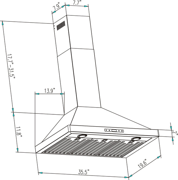 Empava 36 In. 380 CFM Stainless Steel Wall Mount Range Hood | EMPV-36RH04
