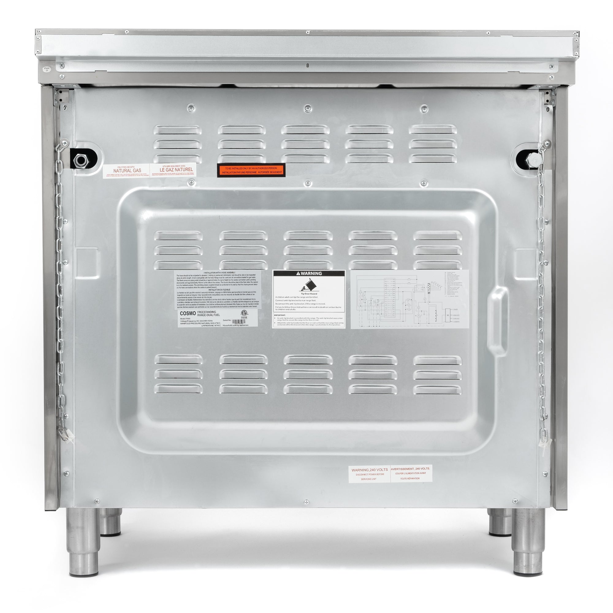 Cosmo Stellar 36 in. 3.8 cu. ft. 5-Burner Stainless Steel Dual Fuel Range | F965