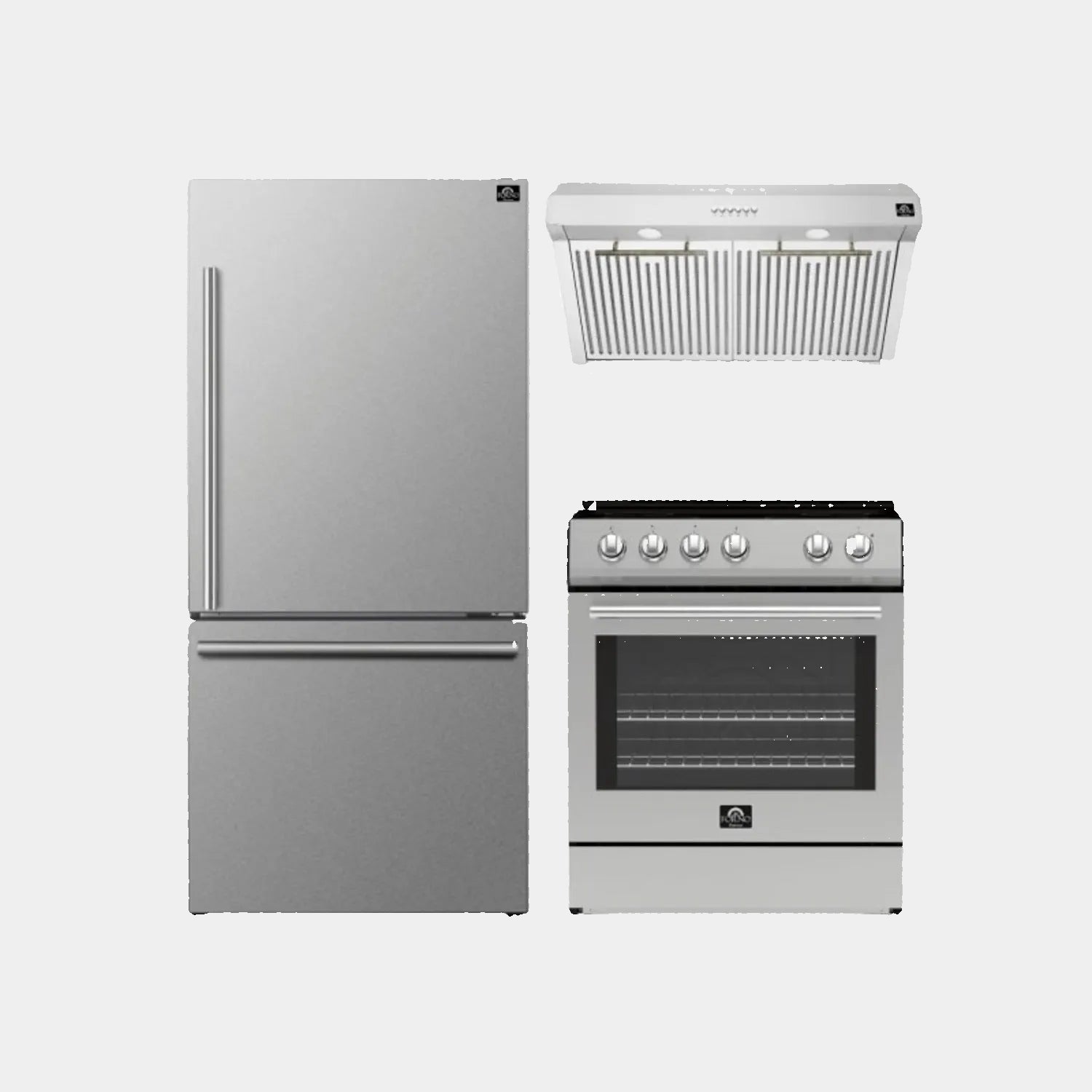 Forno Kitchen Package - 30" Electric Range, 31" Refrigerator and Range Hood; Stainless Steel | FBDL-001-01US