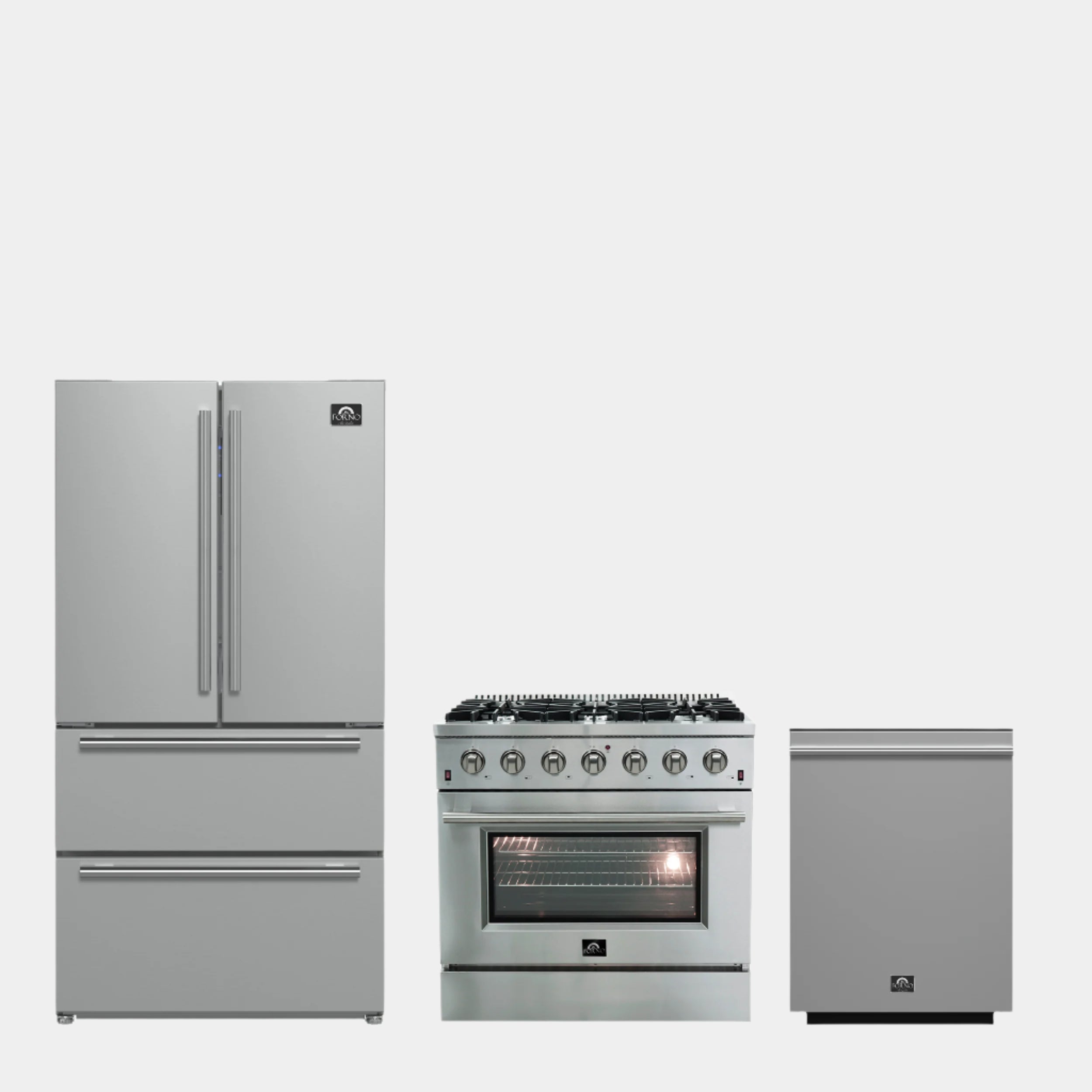 Forno Kitchen Package - 36" Gas Range, Refrigerator, Dishwasher | FBDL-004-01CAUS