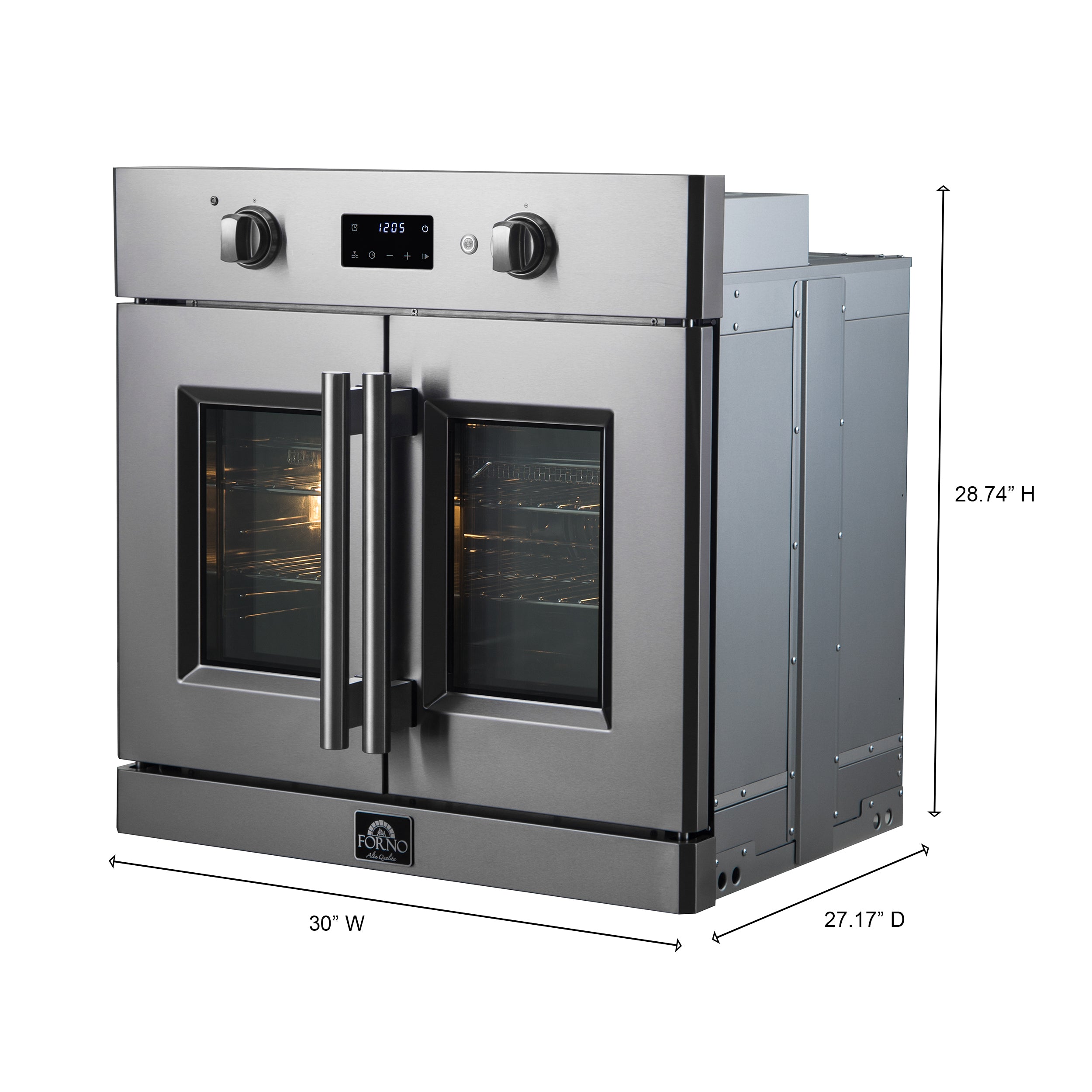 Forno Asti 30 in. 3.58 cu.ft. Stainless Steel Self-Cleaning Electric Wall Oven with Air Fry and Sous Vide | FBOEL1333-30