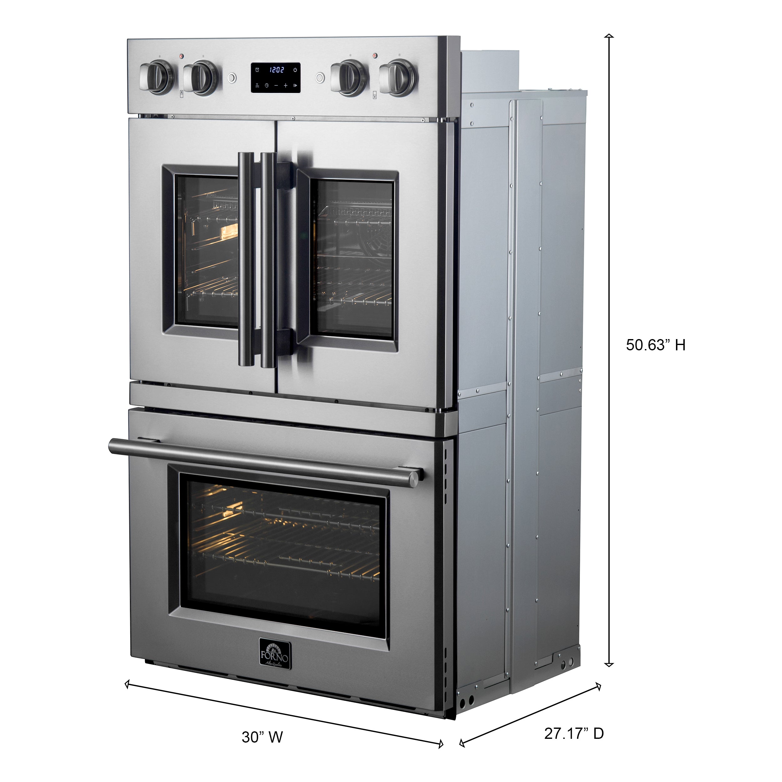 Forno Asti 30 in. 7.36 cu.ft. Stainless Steel Self-Cleaning Double Electric Wall Oven with Air Fry and Sous Vide | FBOEL1340-30