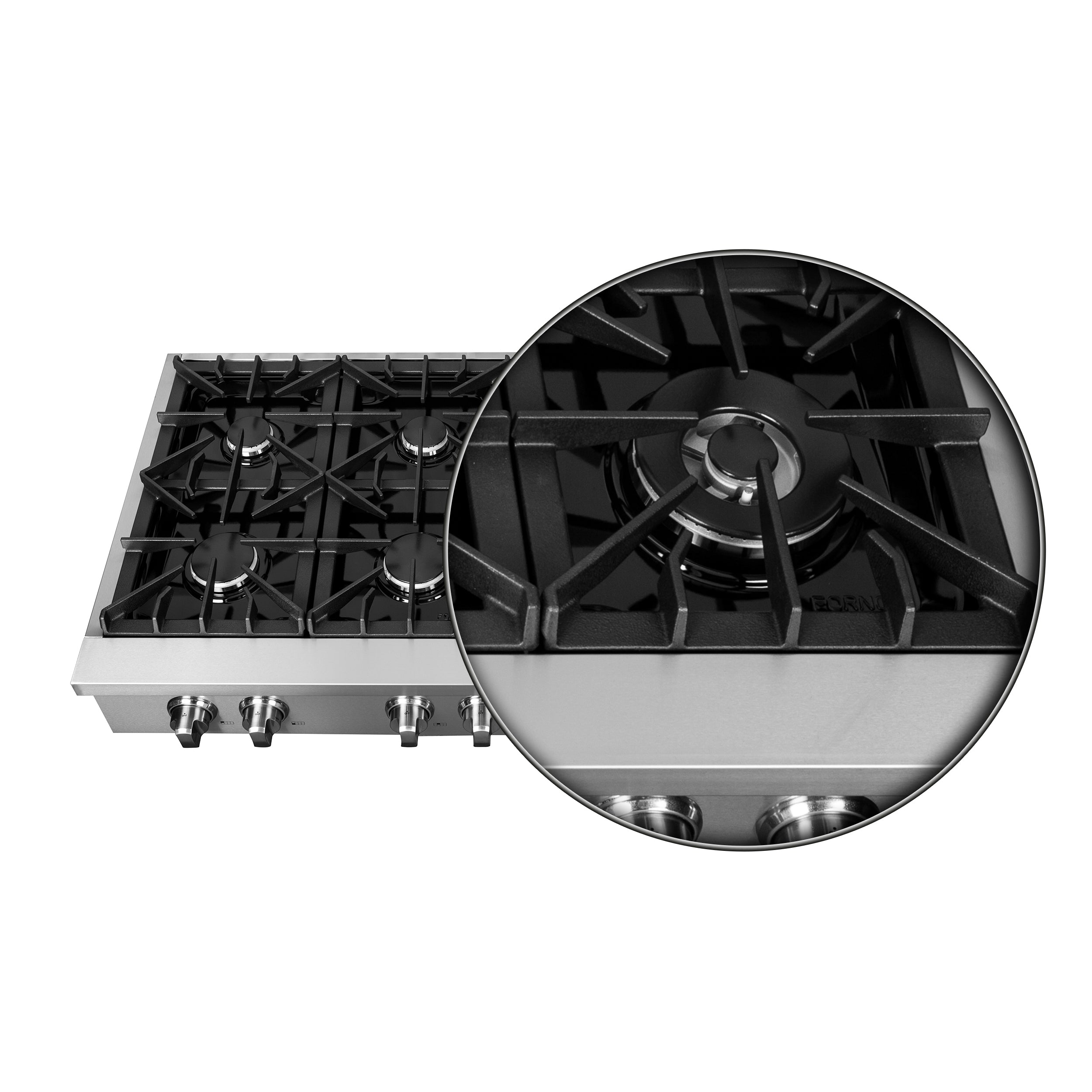 Forno Cossato 48 in. Stainless Steel Gas Rangetop with 8 Burners | FCTGS5737-48