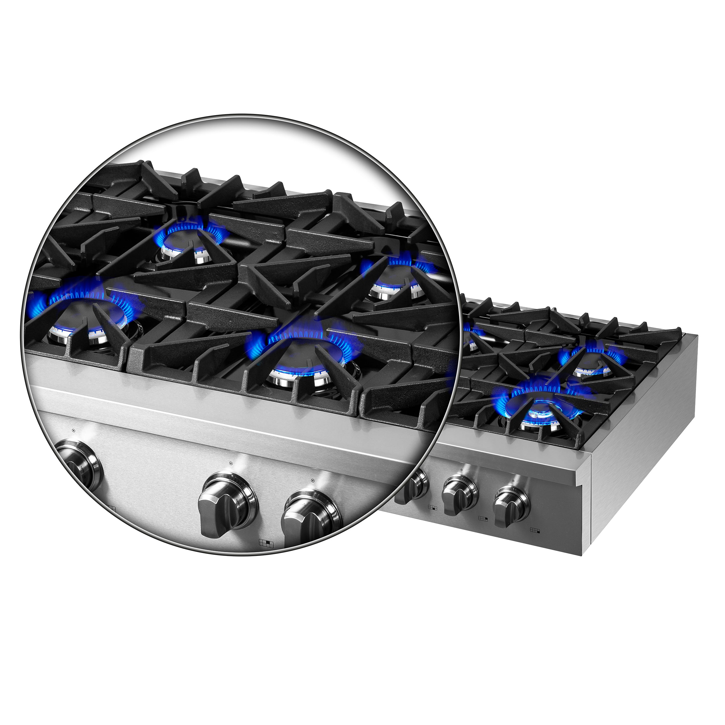 Forno Cossato 48 in. Stainless Steel Gas Rangetop with 8 Burners | FCTGS5737-48