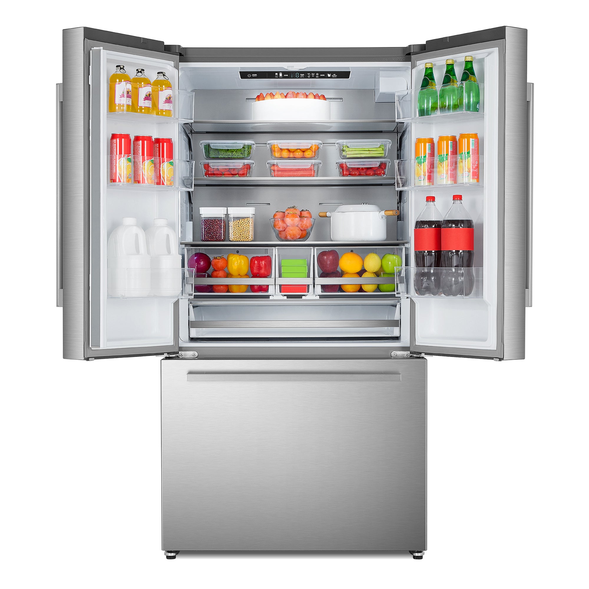 Cosmo Lumin 36 in. 22.4 cu. ft. Stainless Steel French Door Refrigerator with Water Dispenser and Ice Maker | COS-FDR223GWSS