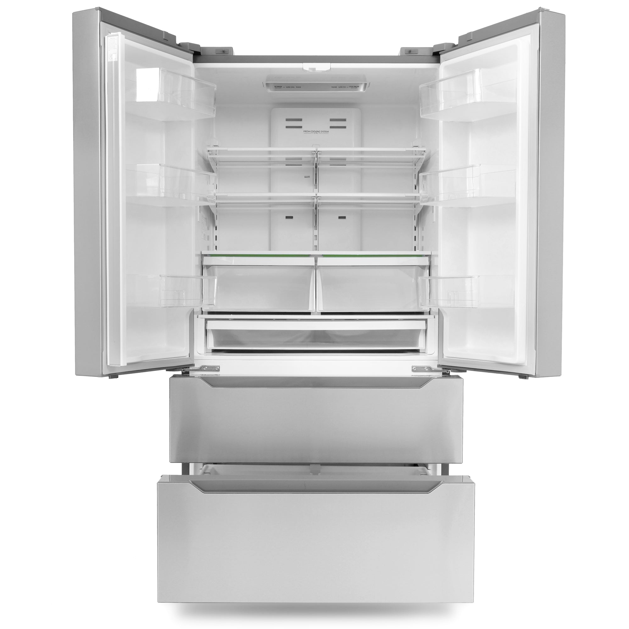 Cosmo Lumin 36 in. 22.5 cu. ft. Stainless Steel French Door Refrigerator with Recessed Handles and Ice Maker | COS-FDR225RHSS