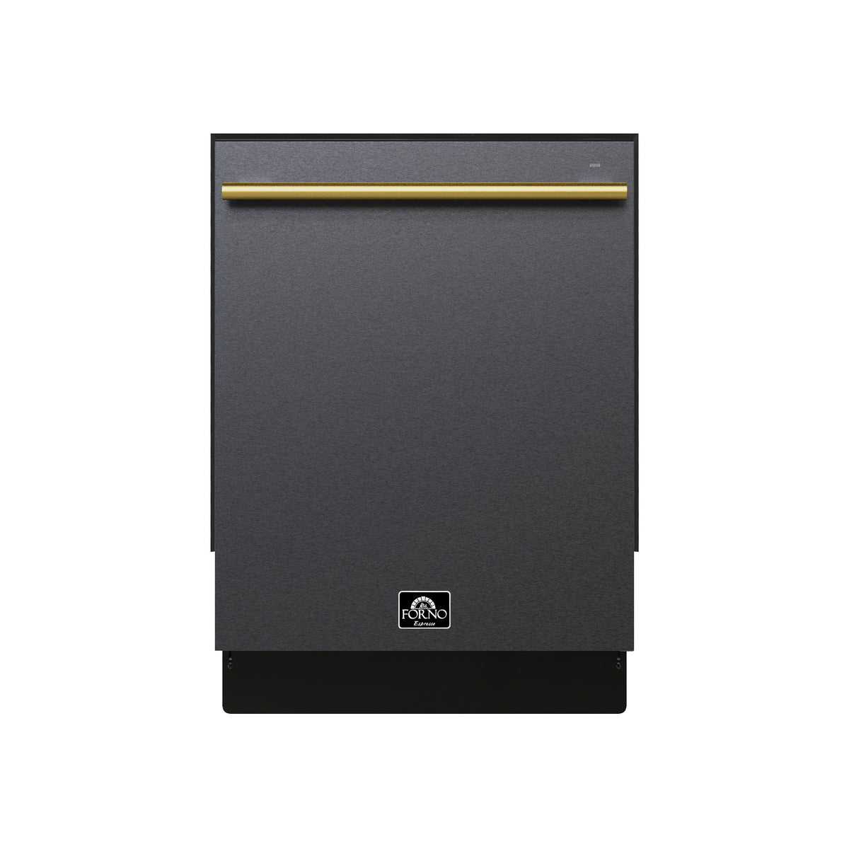 Forno Espresso Romano 24 in. Black Built-In Dishwasher with Antique Brass Handle | FDWBI8035-24BLK