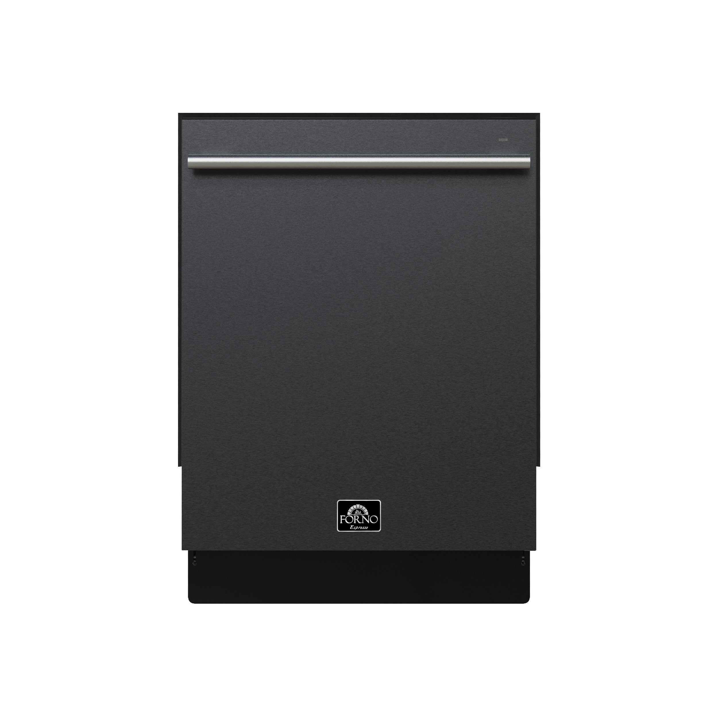 Forno Espresso Romano 24 in. Black Built-In Dishwasher with Antique Brass Handle | FDWBI8035-24BLK