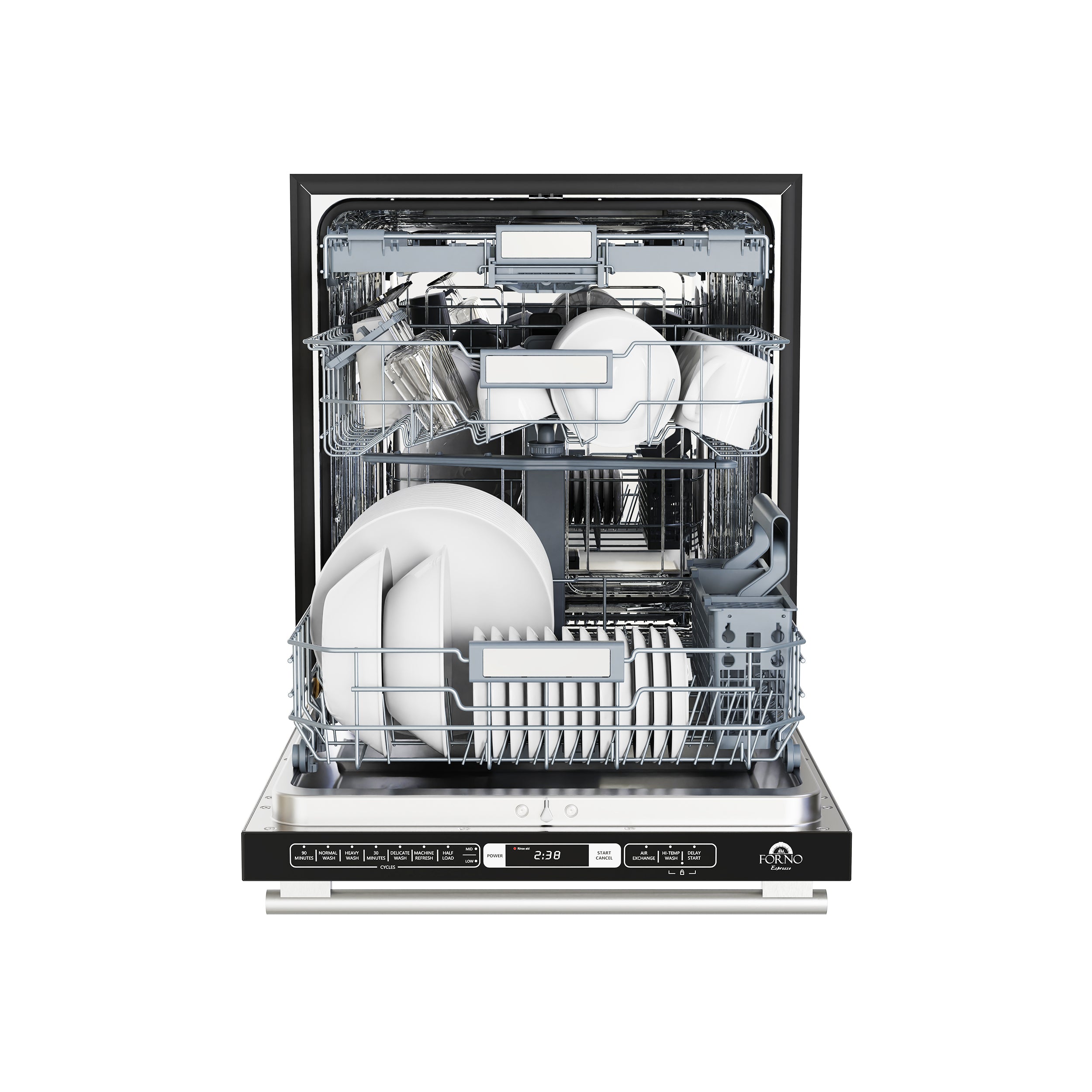 Forno Espresso Romano 24 in. White Built-In Dishwasher with Antique Brass Handle | FDWBI8035-24WHT