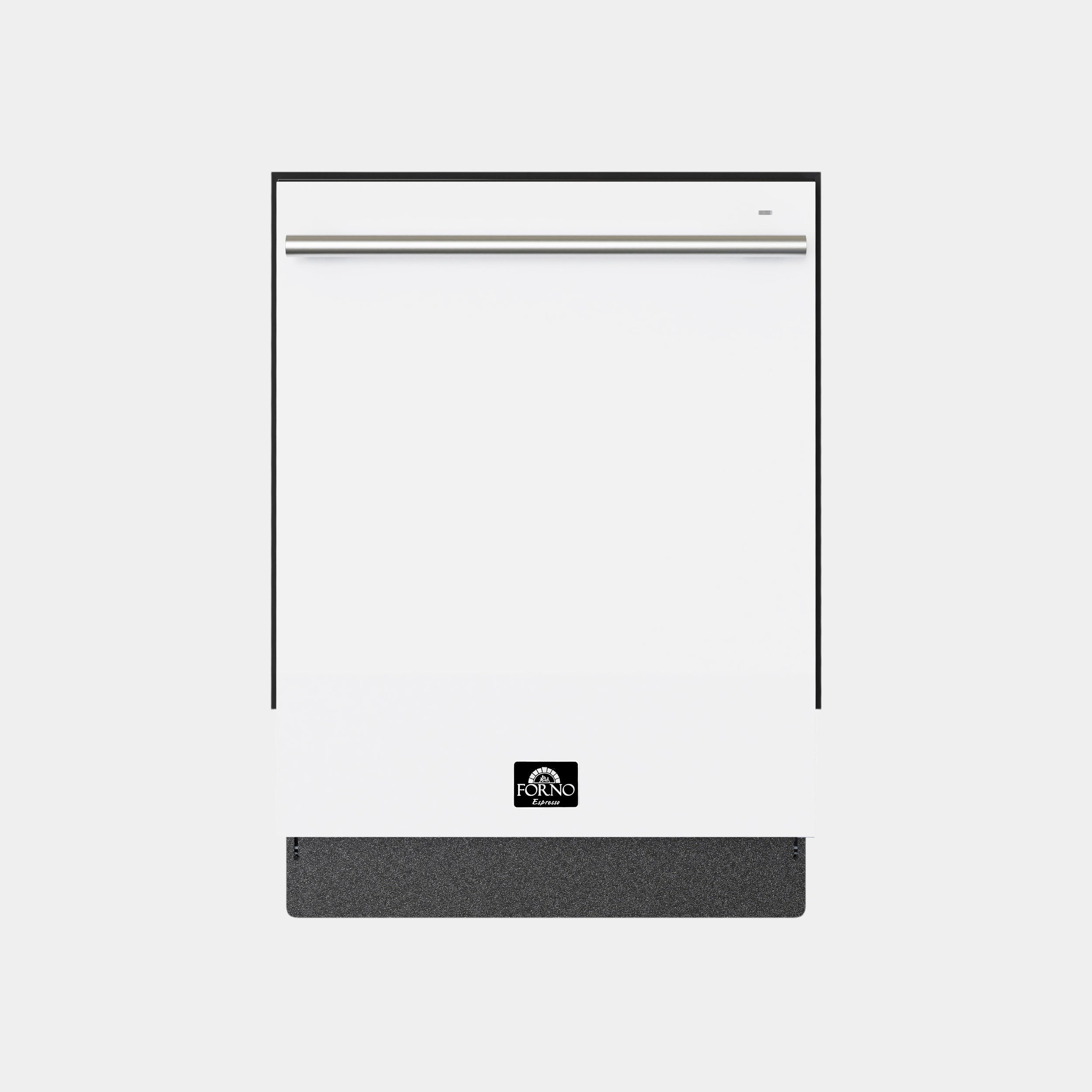 Forno Espresso Romano 24 in. White Built-In Dishwasher with Antique Brass Handle | FDWBI8035-24WHT