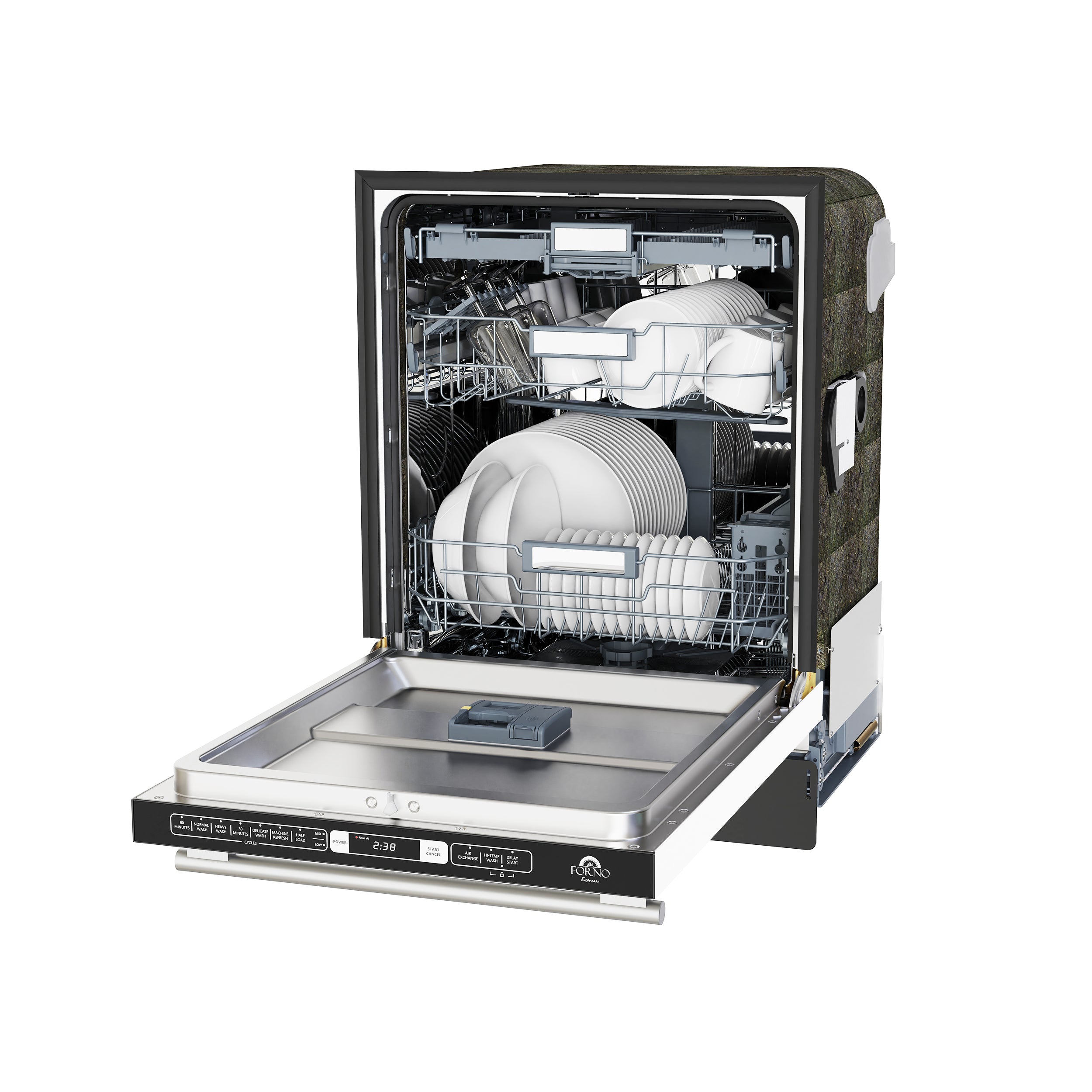 Forno Espresso Romano 24 in. White Built-In Dishwasher with Antique Brass Handle | FDWBI8035-24WHT