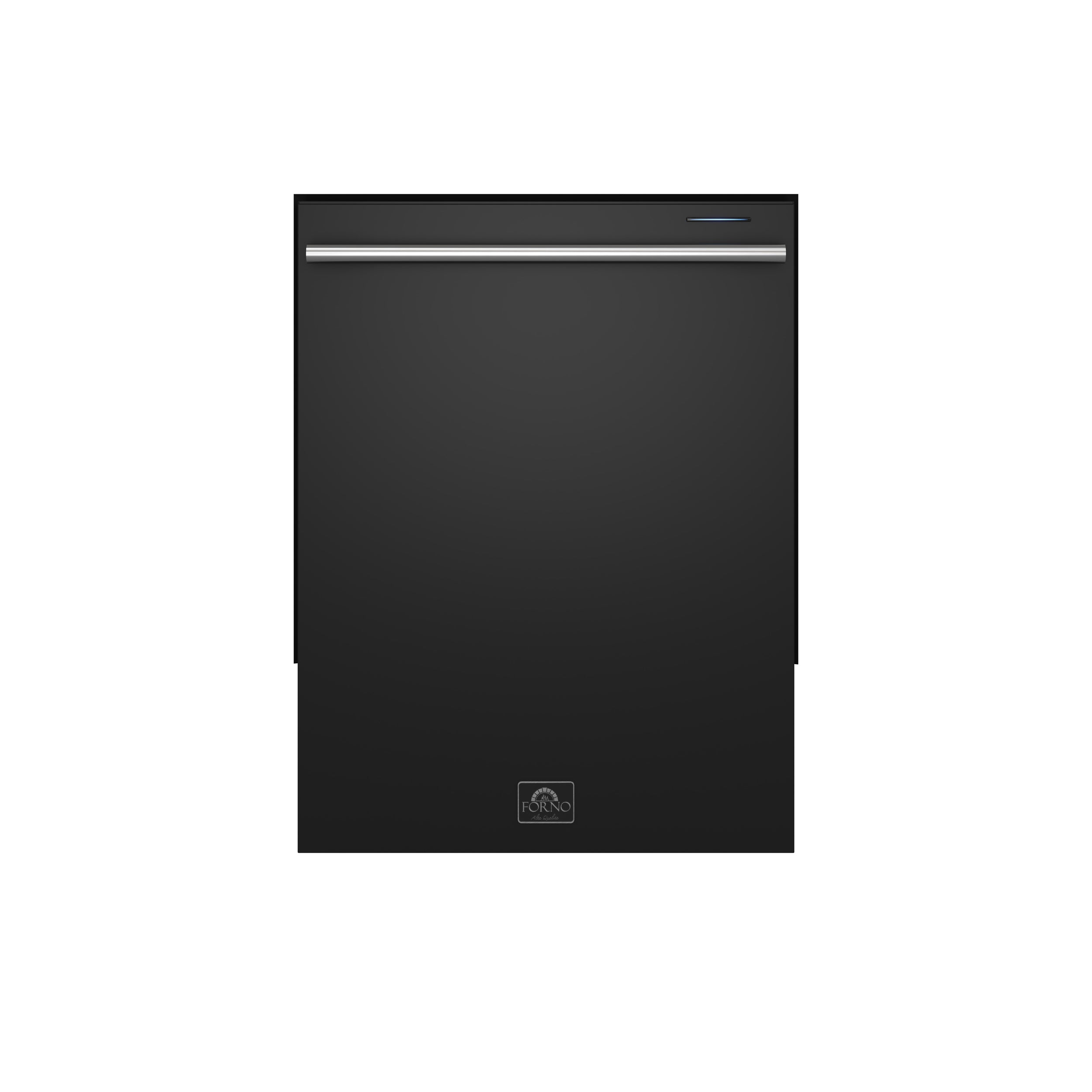 Forno Espresso Pozzo 24 in. Black Built-In Dishwasher with Antique Brass Handle | FDWBI8067-24BLK