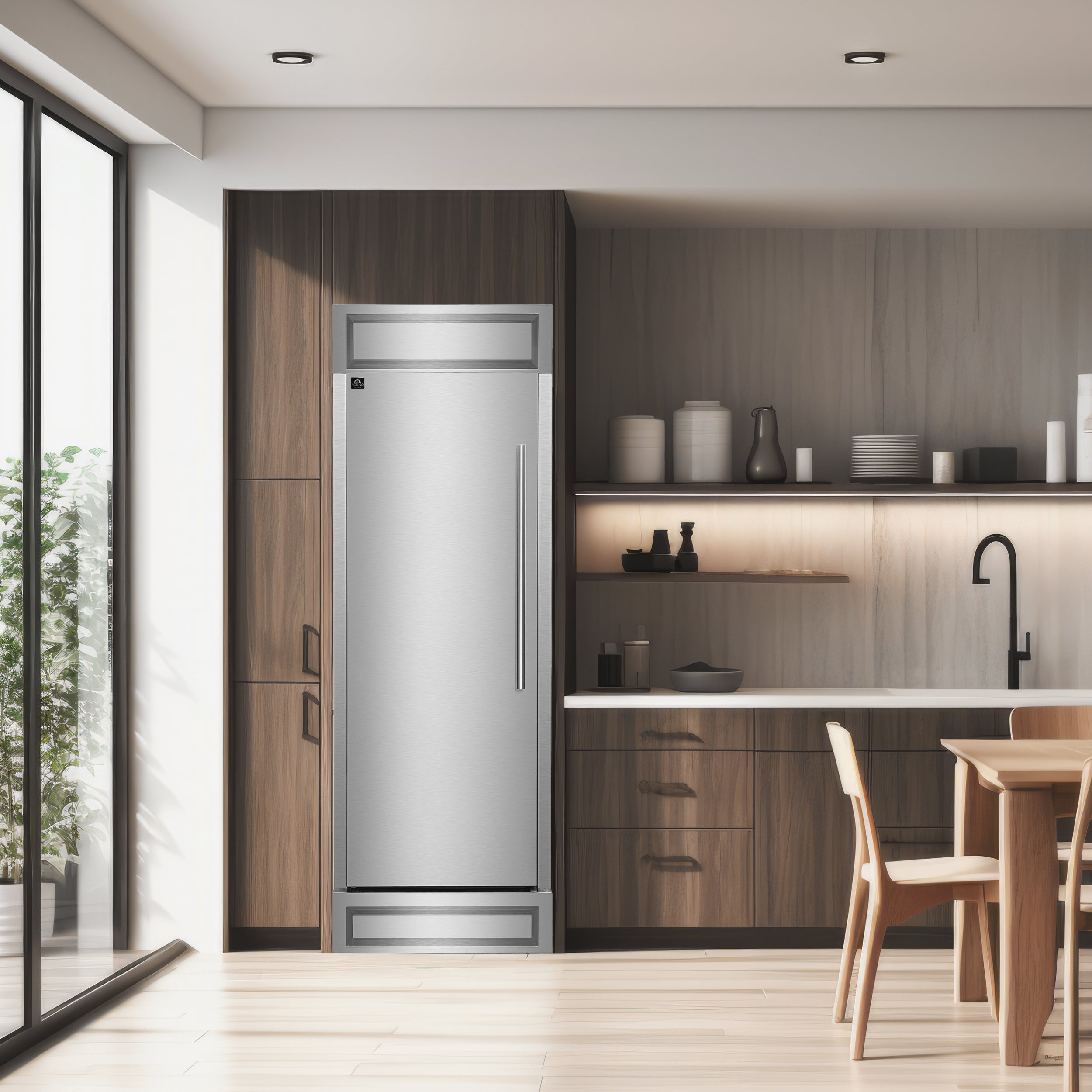 Forno Maderno 32 in. 13.6 cu.ft. Left Swing Stainless Steel Built-In Convertible Refrigerator/Freezer with Decorative Trim Kit | FFFFD1722-32LS