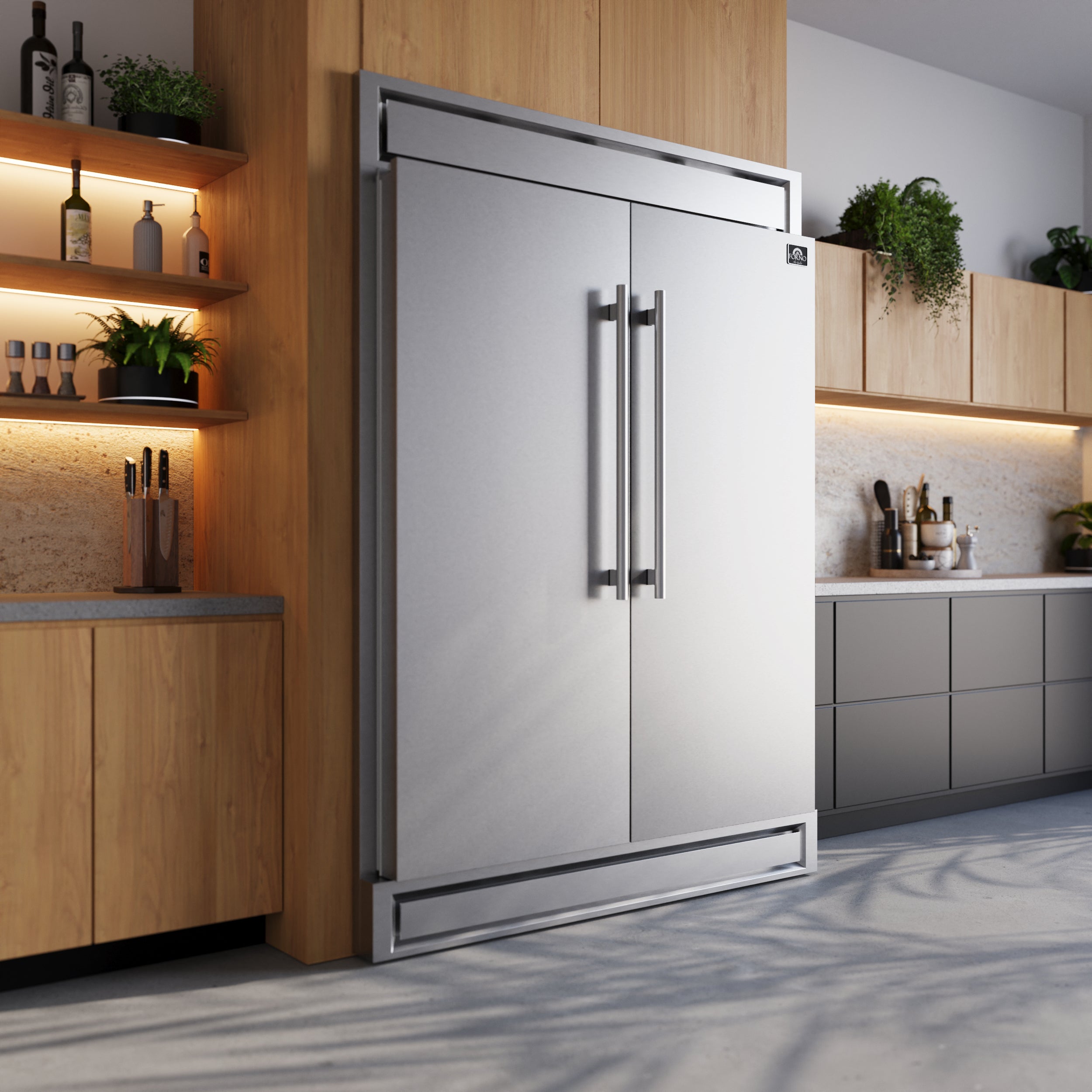 Forno Maderno 60 in. 27.2 cu.ft. Stainless Steel Built-In Convertible Refrigerator/Freezer with Modern Trim Kit | FFFFD1722-60S