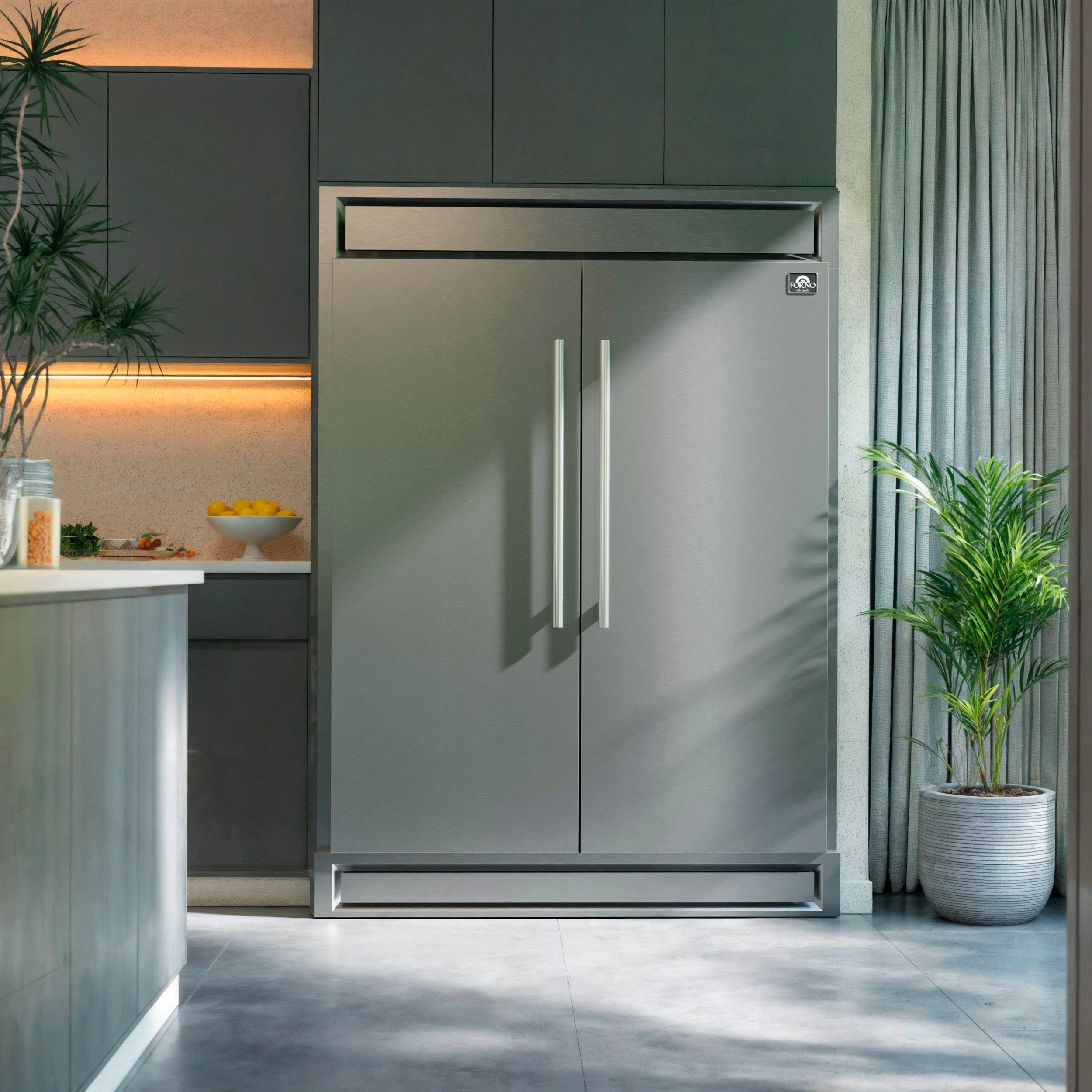 Forno Maderno 60 in. 27.2 cu.ft. Stainless Steel Built-In Convertible Refrigerator/Freezer with Modern Trim Kit | FFFFD1722-60S