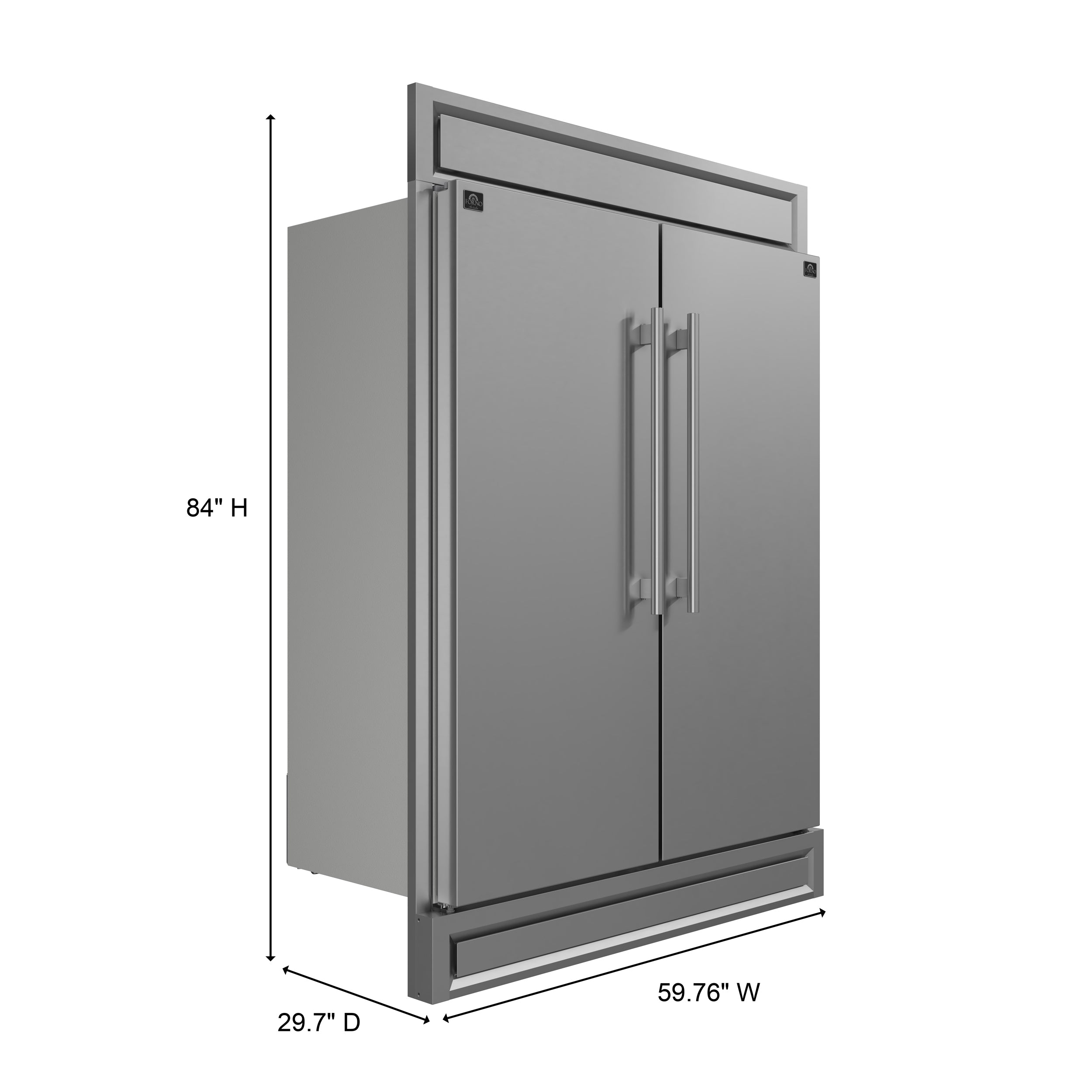 Forno Maderno 60 in. 27.2 cu.ft. Stainless Steel Built-In Convertible Refrigerator/Freezer with Modern Trim Kit | FFFFD1722-60S