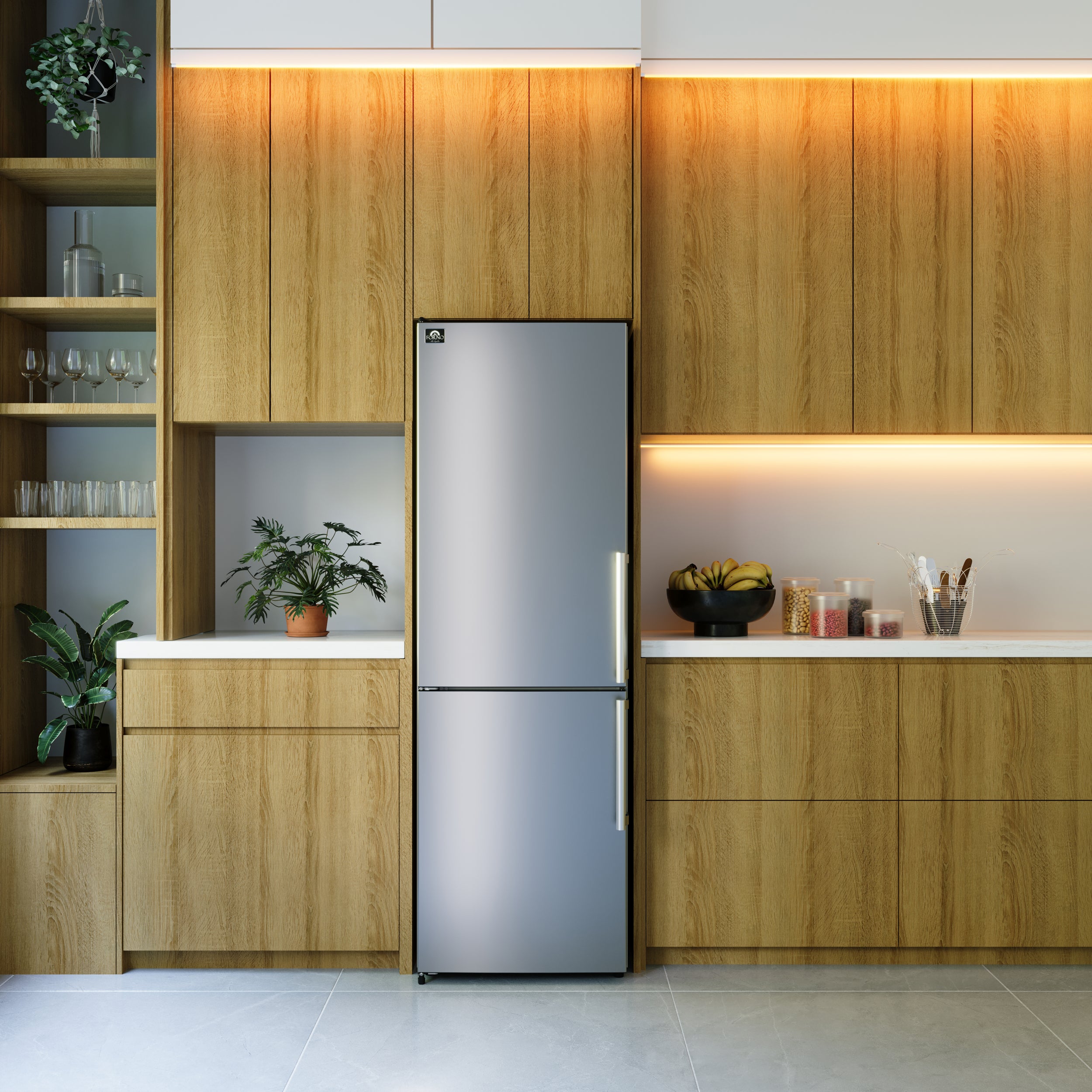 Forno Guardia 23.4 in. 10.8 cu.ft Stainless Steel Left Swing Bottom Freezer Refrigerator | FFFFD1778-24LS