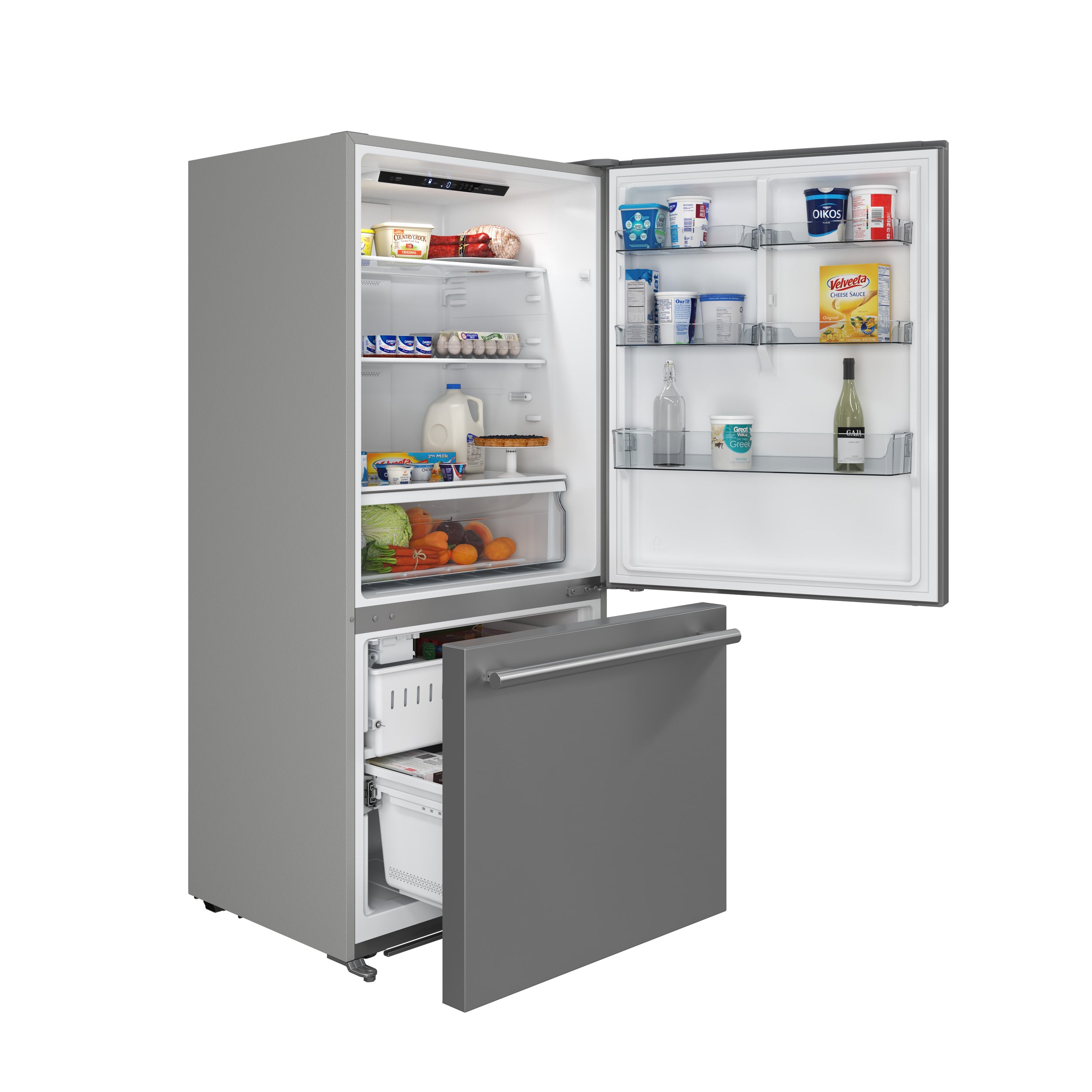 Forno Espresso Milano 31 in. 17.2 cu.ft. Stainless Steel Right Swing Refrigerator with Bottom Freezer and Ice Maker | FFFFD1785-31S