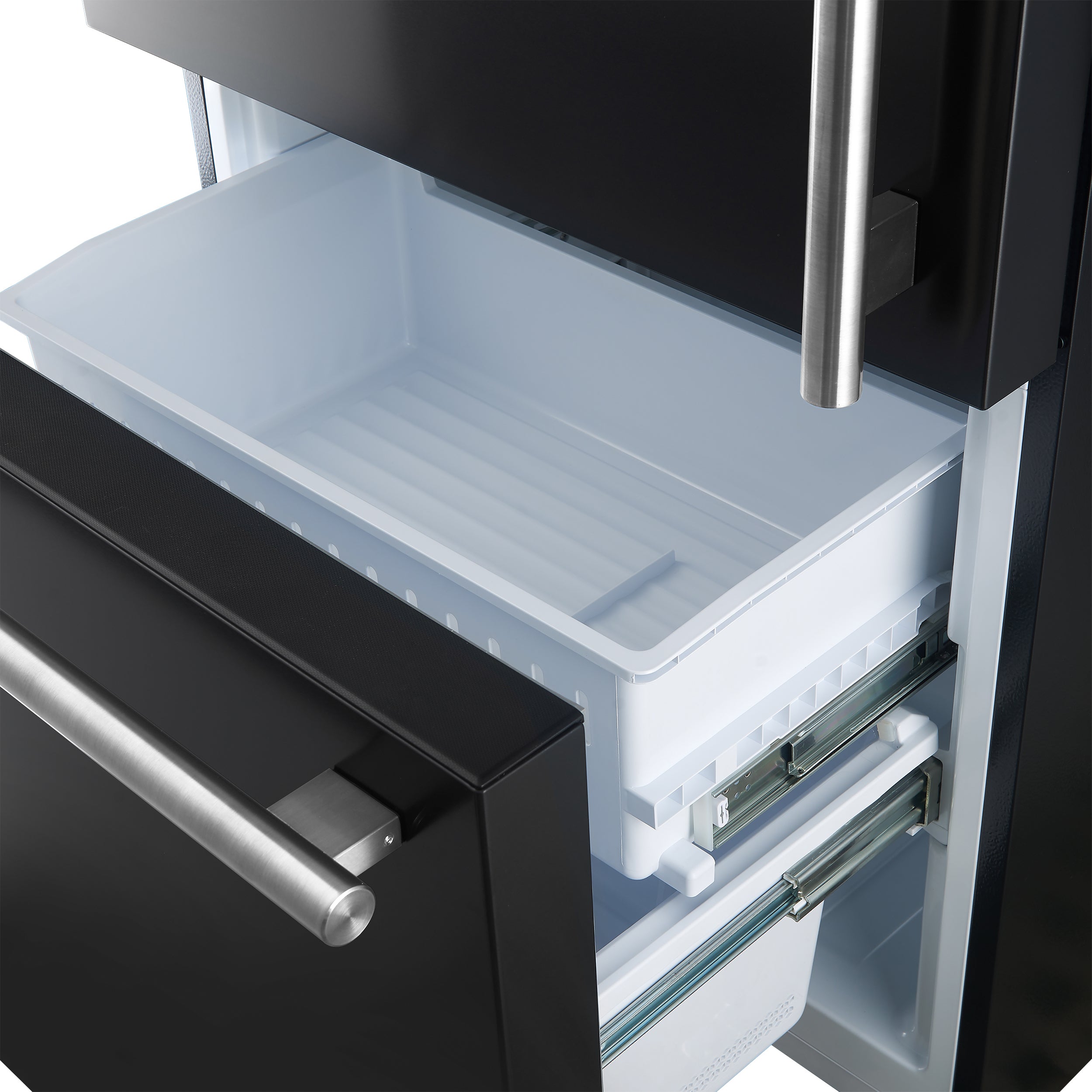 Forno Espresso Milano 31 in. 17.2 cu.ft. Black Left Swing Refrigerator with Bottom Freezer, Ice maker and Antique Brass Handles | FFFFD1786-31BLK