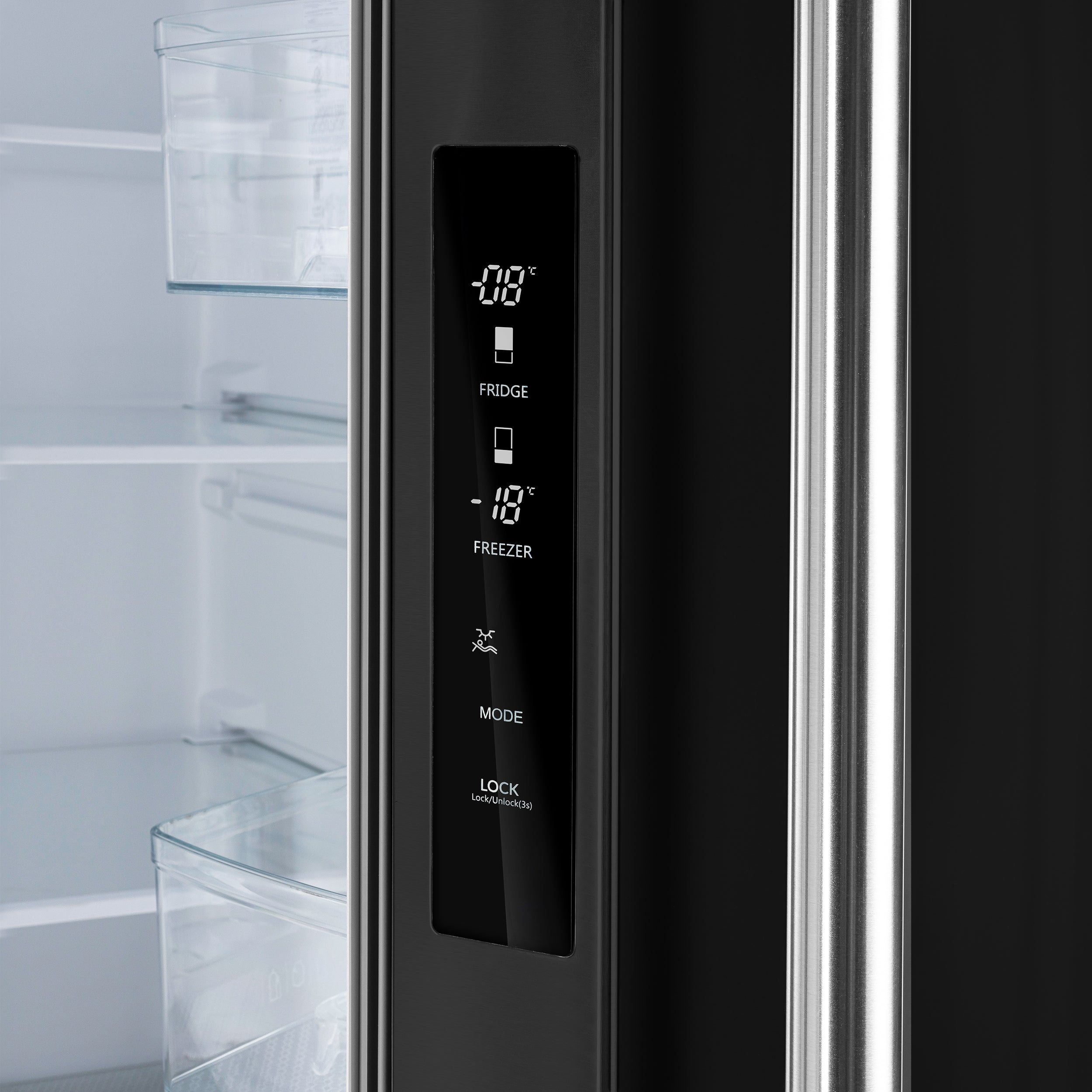 Forno Espresso Gallipoli 30 in. 17.5 cu.ft. Black French Door Refrigerator with Ice Maker and Antique Brass Handles | FFFFD1974-31BLK