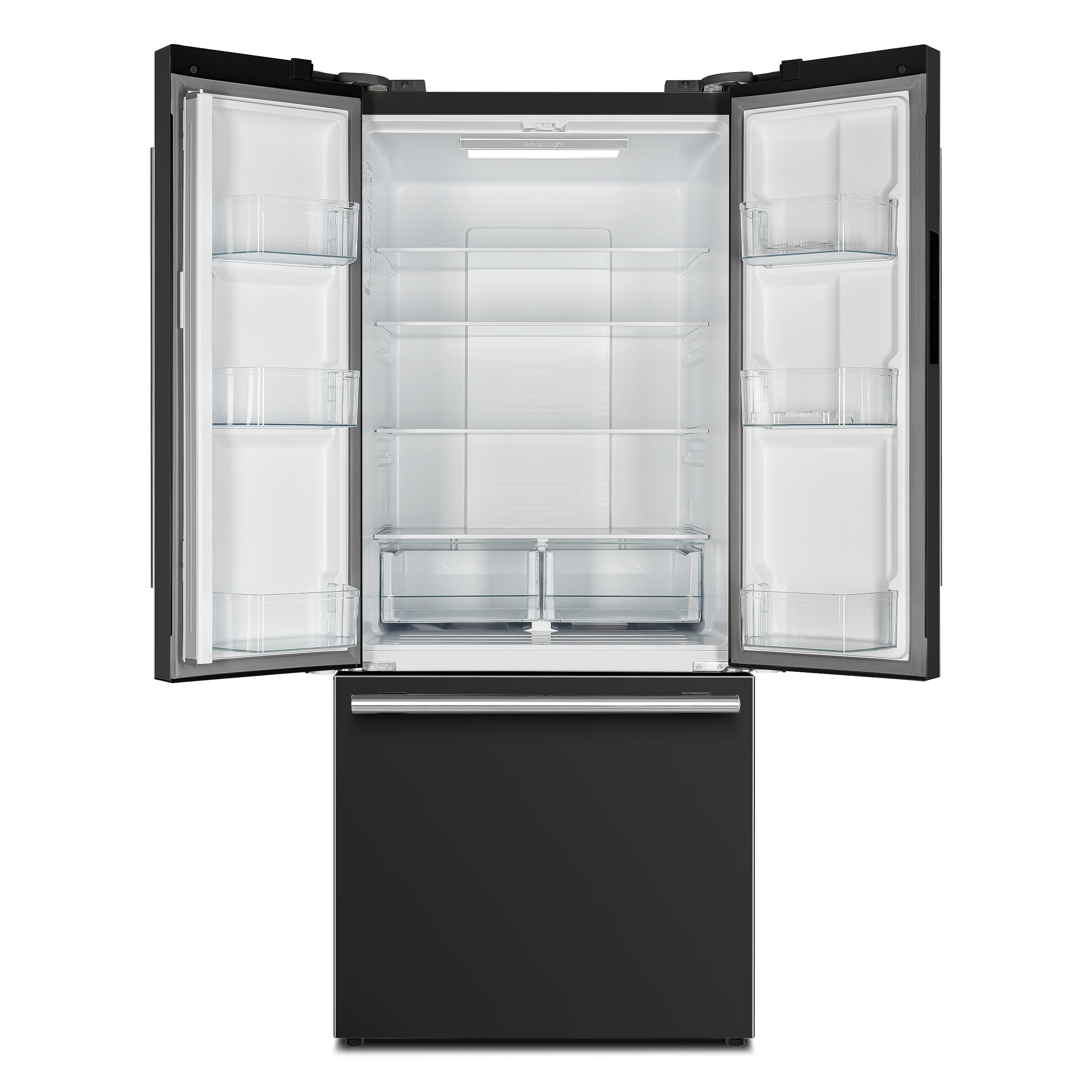 Forno Espresso Gallipoli 30 in. 17.5 cu.ft. Black French Door Refrigerator with Ice Maker and Antique Brass Handles | FFFFD1974-31BLK