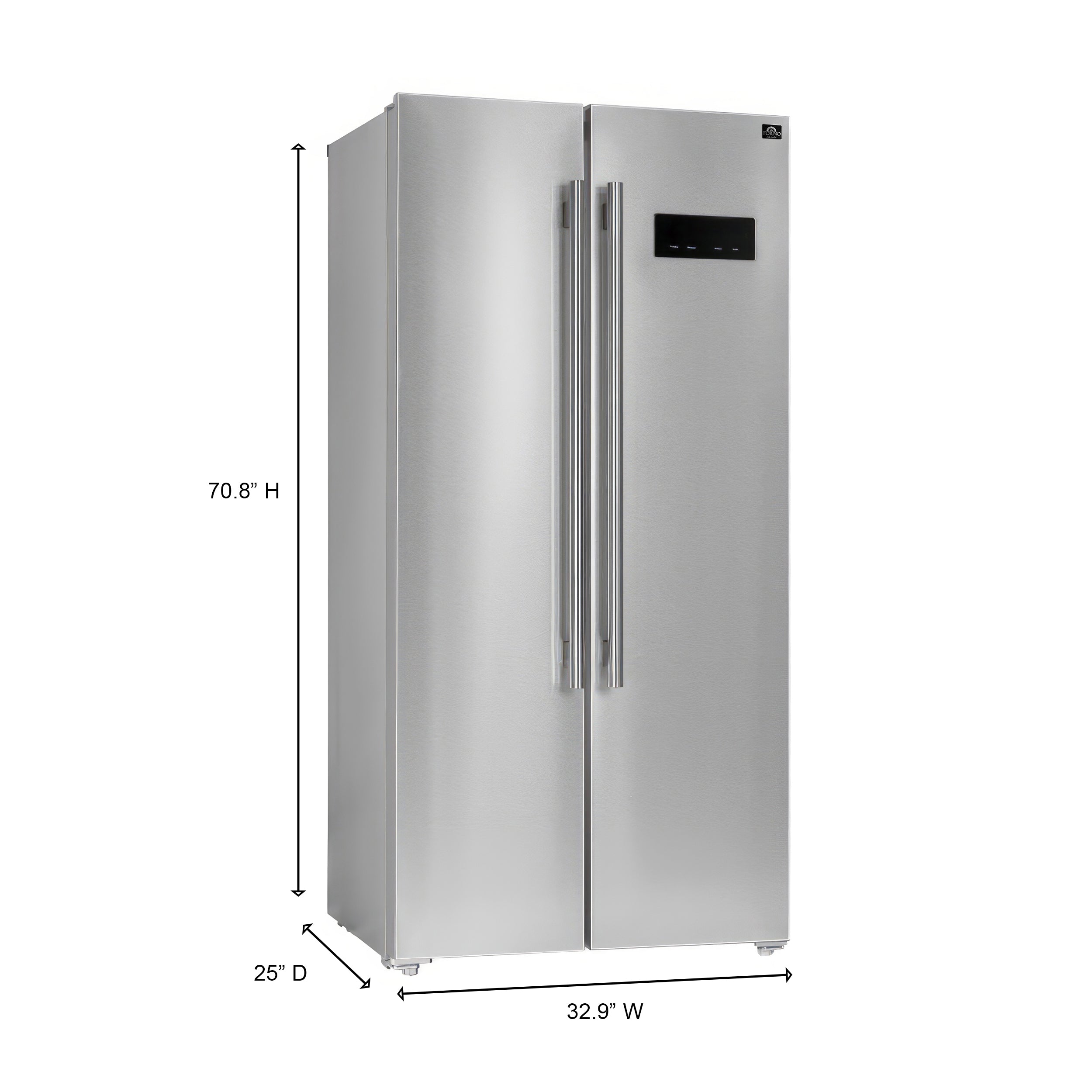 Forno Salerno 33 in. 15.6 cu. ft. Side-by-Side Stainless Steel Refrigerator | FFRBI1805-33SB
