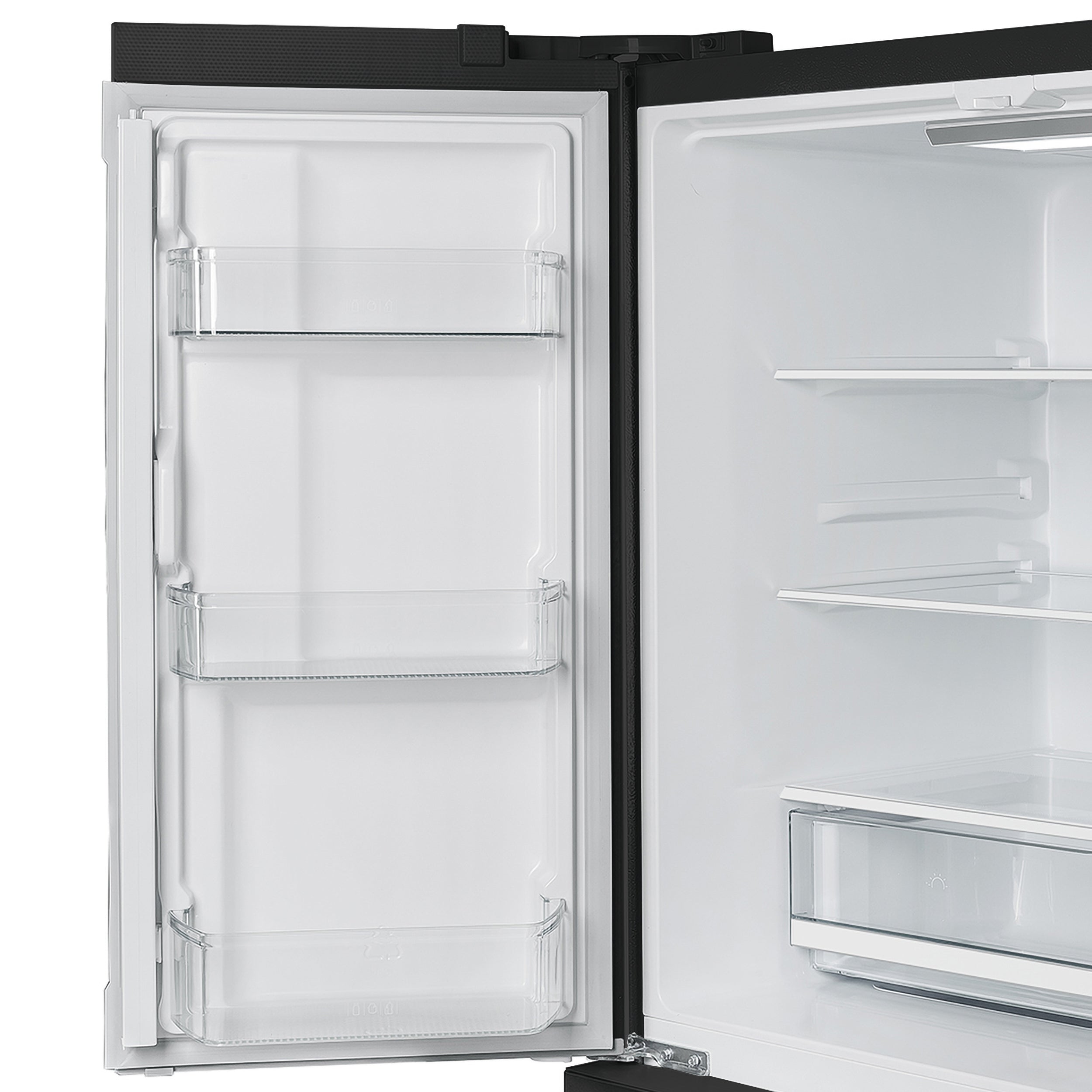 Forno Espresso Moena 36 in. 19.2 cu. ft. Counter Depth Black Refrigerator with Ice Maker and Antique Brass Handles | FFRBI1820-36BLK