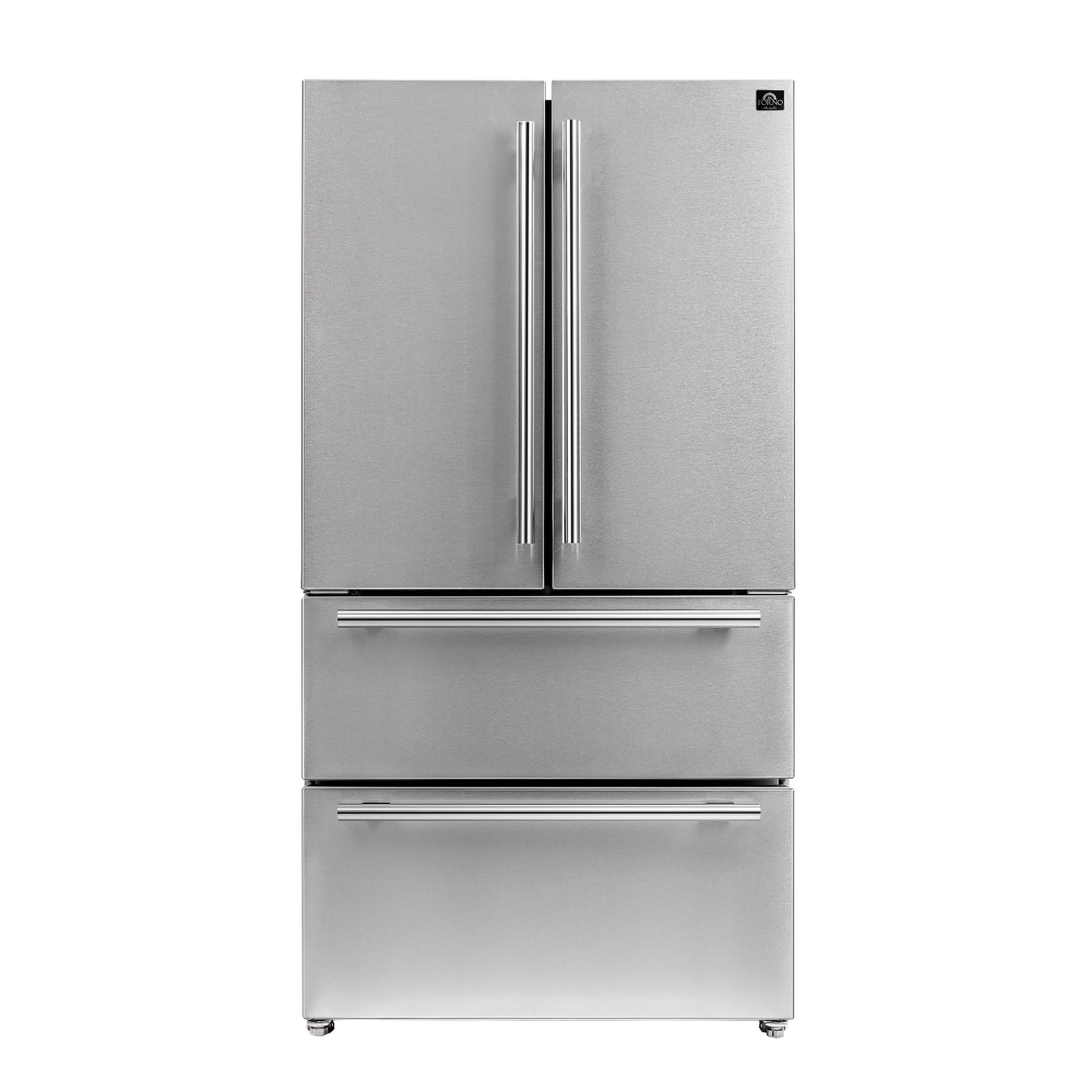 FORNO Premium 3-Piece Kitchen Bundle - Galiano 36" Gas Range, 36" French Door Refrigerator, 24" Built-In Dishwasher - FBDL-004-01CAUS
