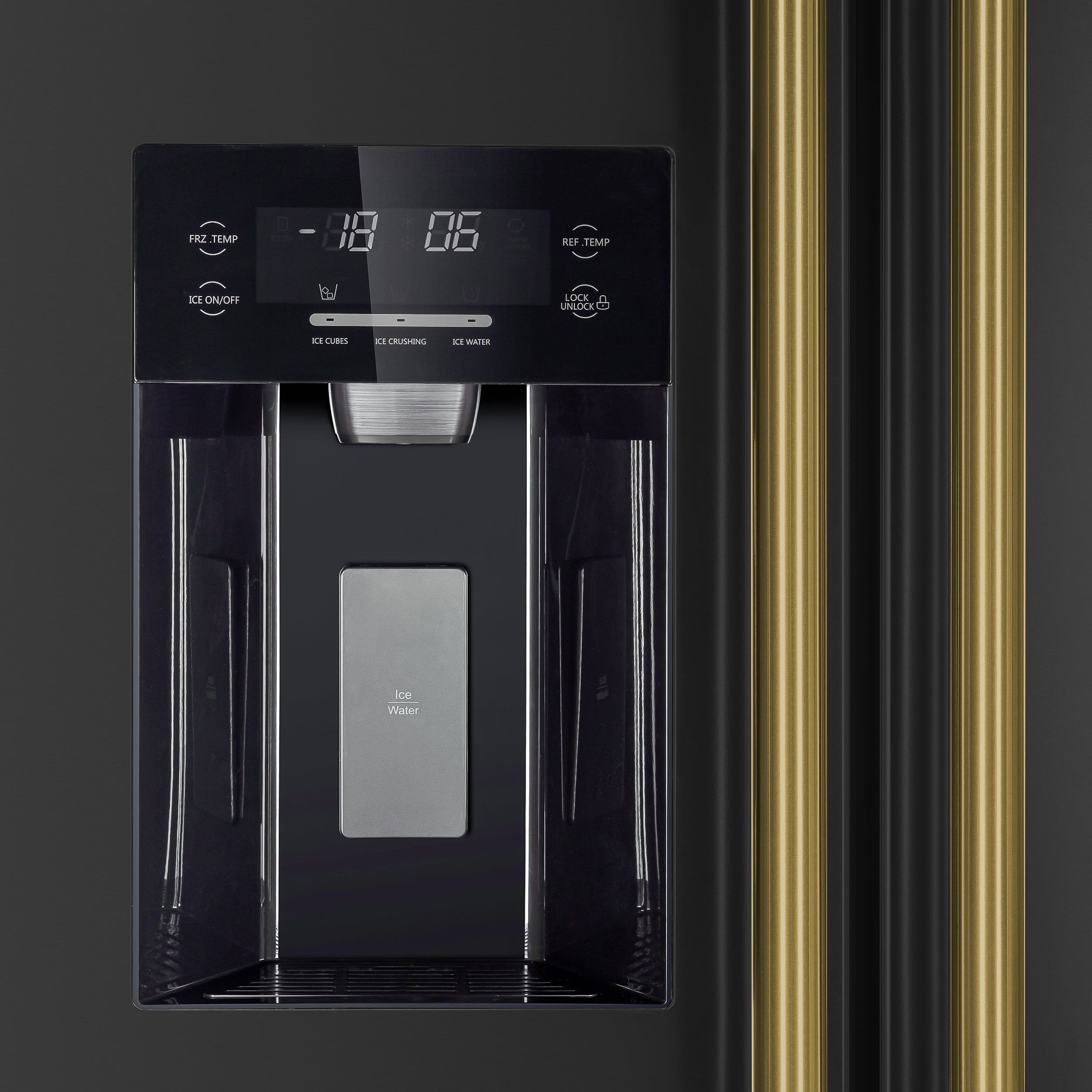 Forno Salerno 36 in. 20 cu. ft. Side-by-Side Black Refrigerator with Water, Ice Dispenser and Antique Brass Accents | FFRBI1844-36BLK
