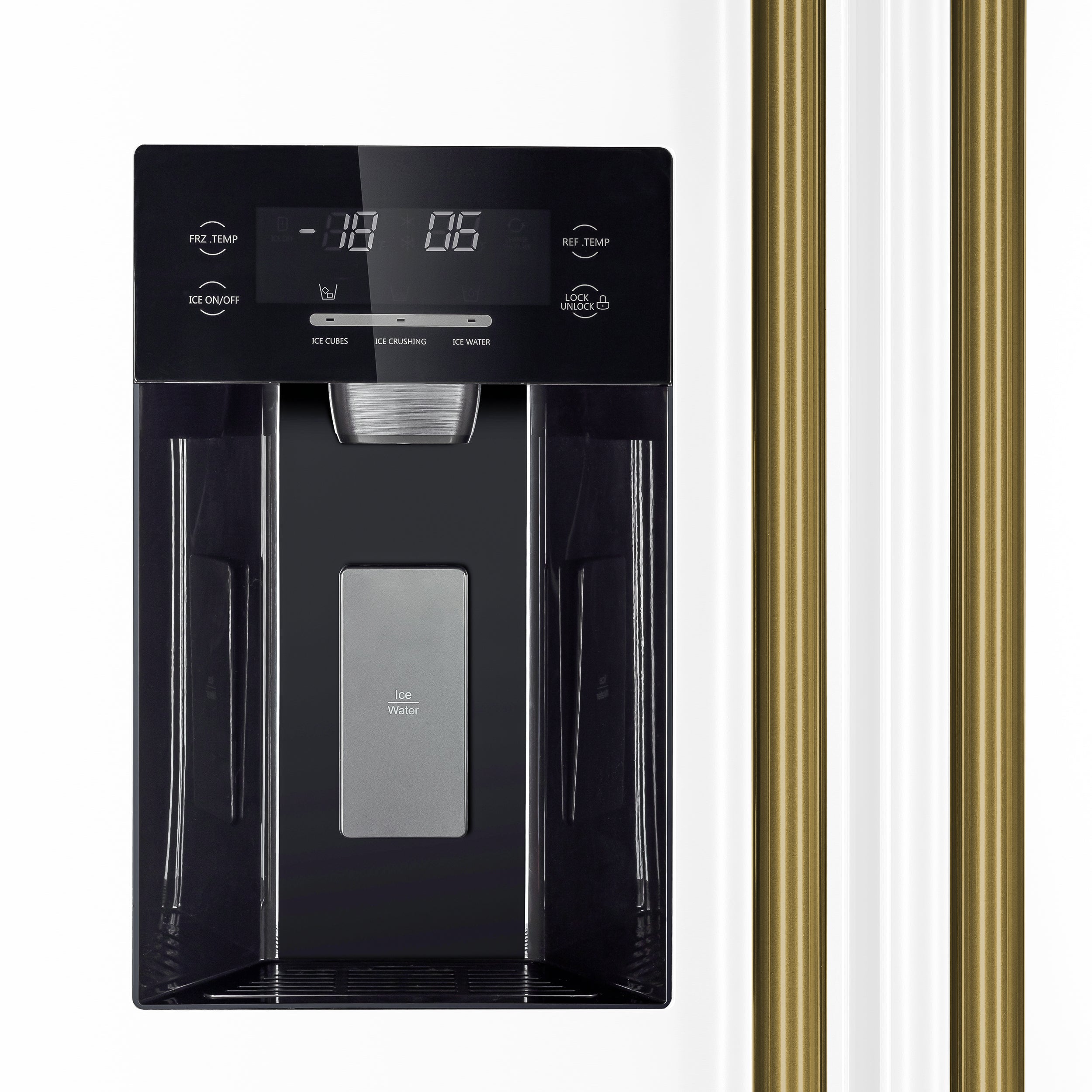 Forno Salerno 36 in. 20 cu. ft. Side-by-Side White Refrigerator with Water, Ice Dispenser and Antique Brass Accents | FFRBI1844-36WHT