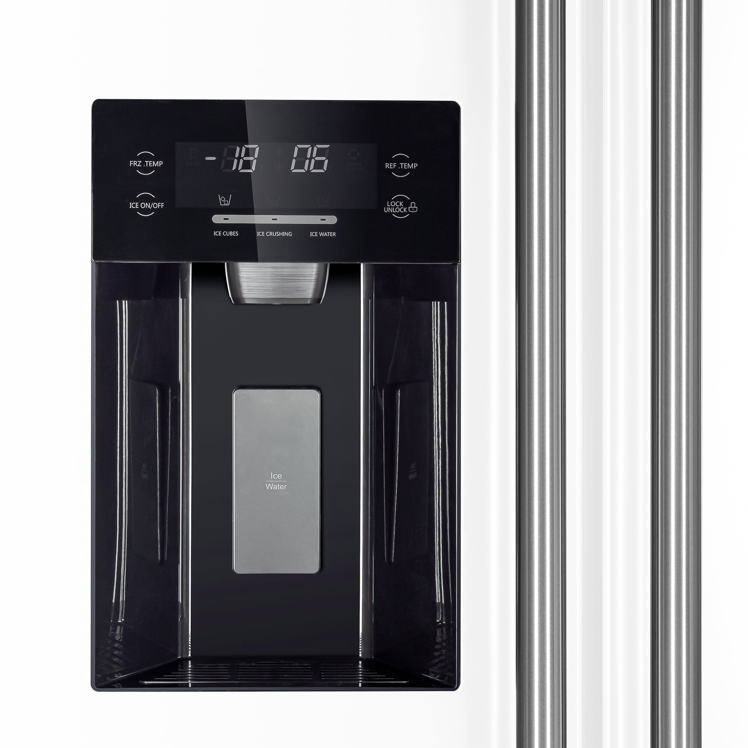 Forno Salerno 36 in. 20 cu. ft. Side-by-Side White Refrigerator with Water, Ice Dispenser and Antique Brass Accents | FFRBI1844-36WHT