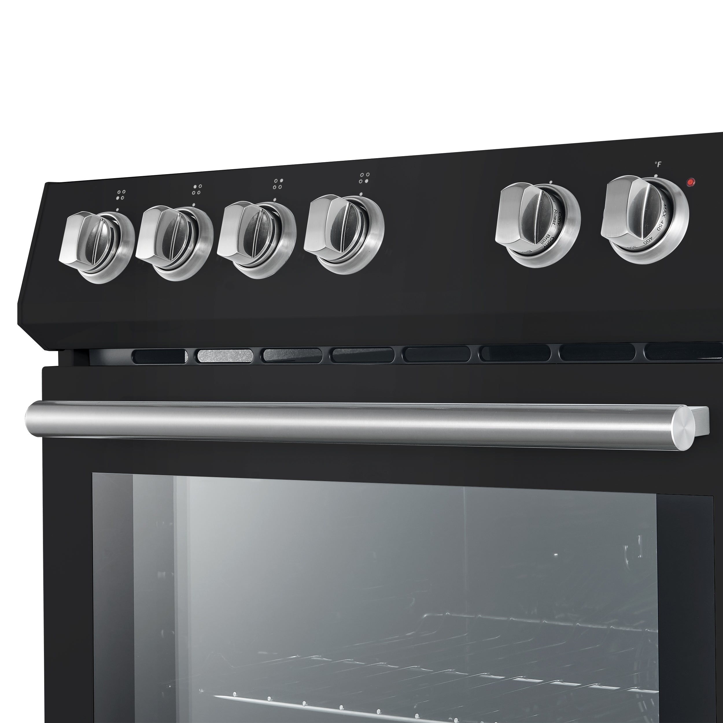 Forno Espresso Leonardo 30 in. 5 cu. ft. 4-Burner Black Electric Range with Antique Brass Accents | FFSEL6012-30BLK